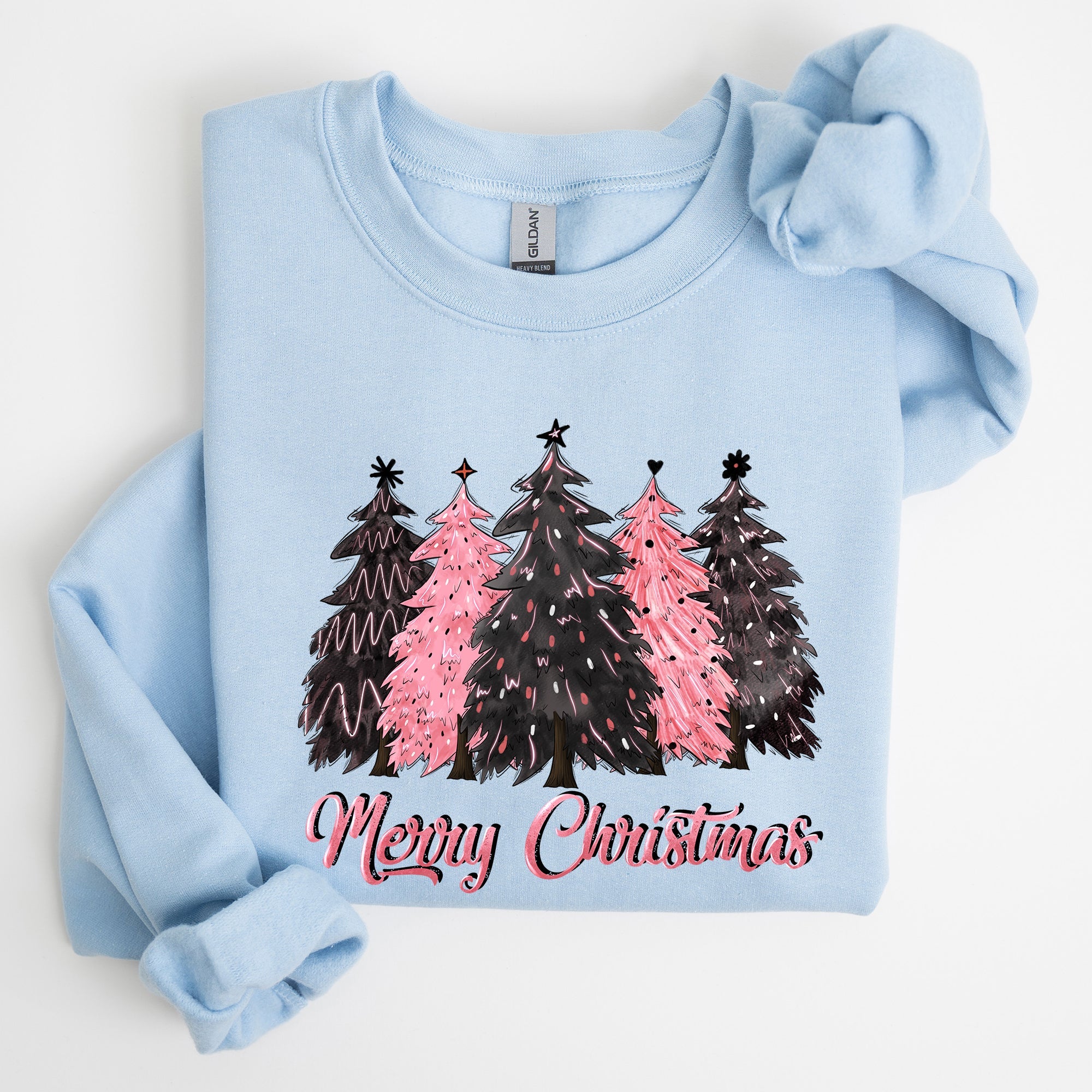 Merry Christmas Trees Winter Snow Santa Xmas Festive Holiday Family Cozy Scene Sweatshirt