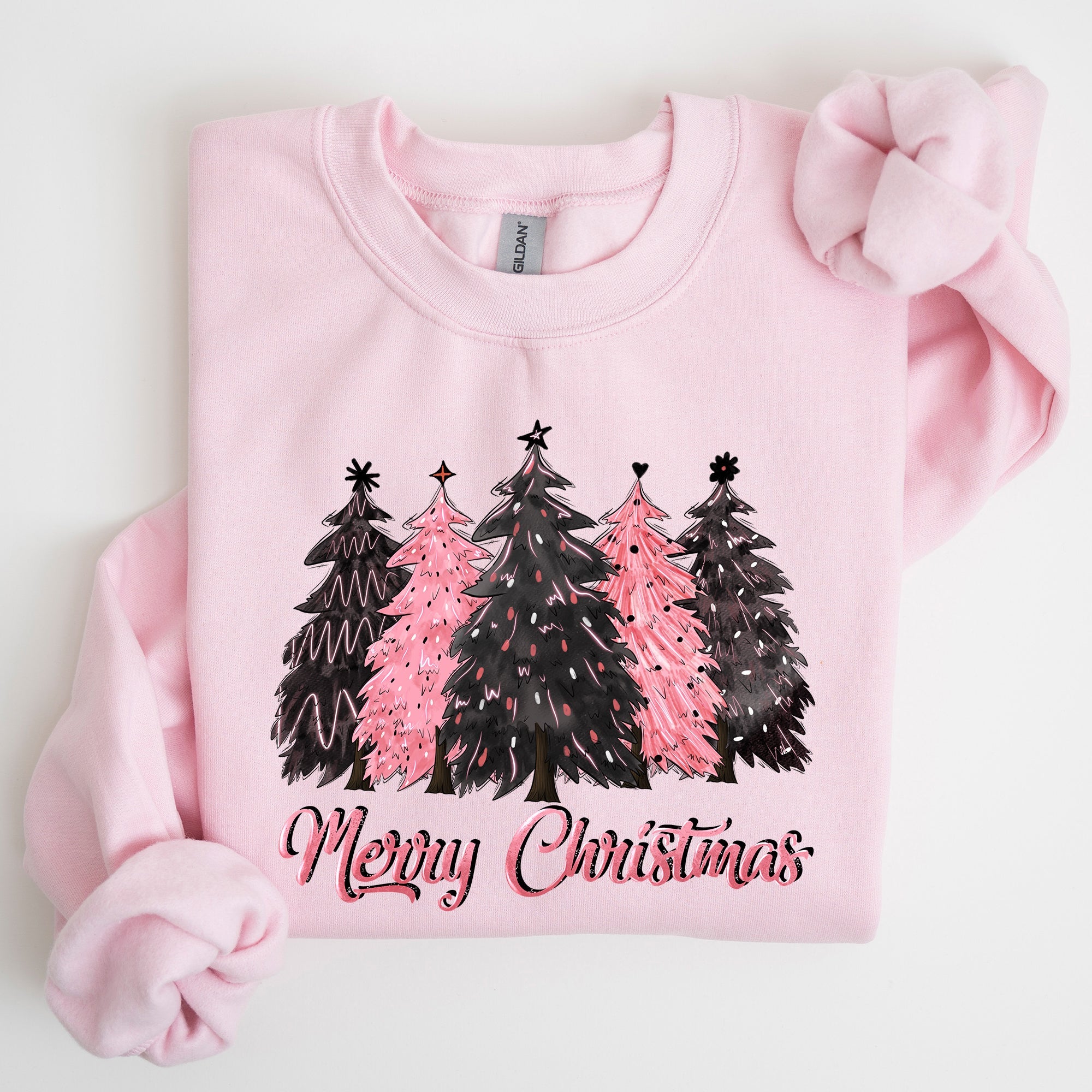 Merry Christmas Trees Winter Snow Santa Xmas Festive Holiday Family Cozy Scene Sweatshirt