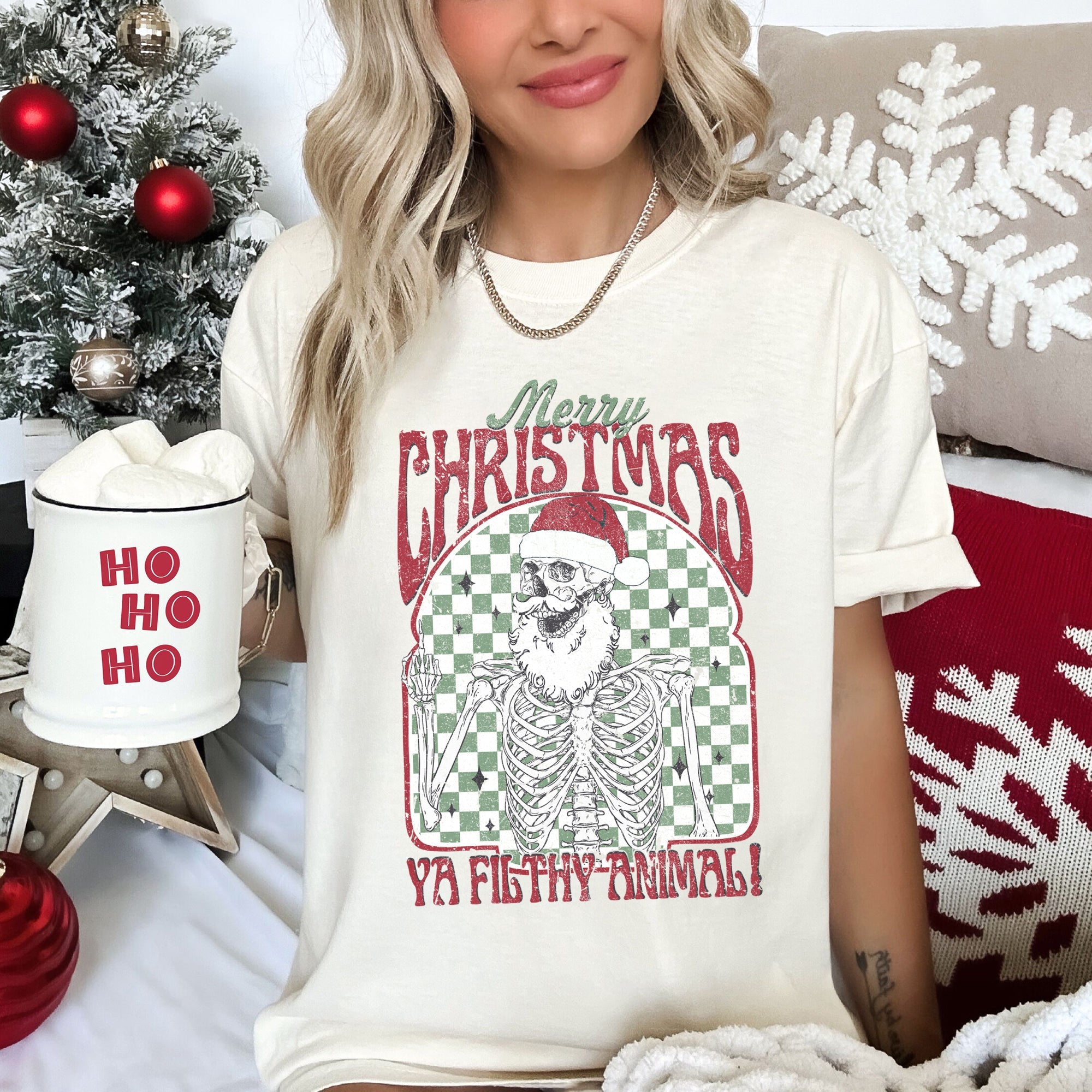 Merry Christmas Ya Filthy Animal Home Alone Santa Retro Holiday Classic Comfort Colors Tee