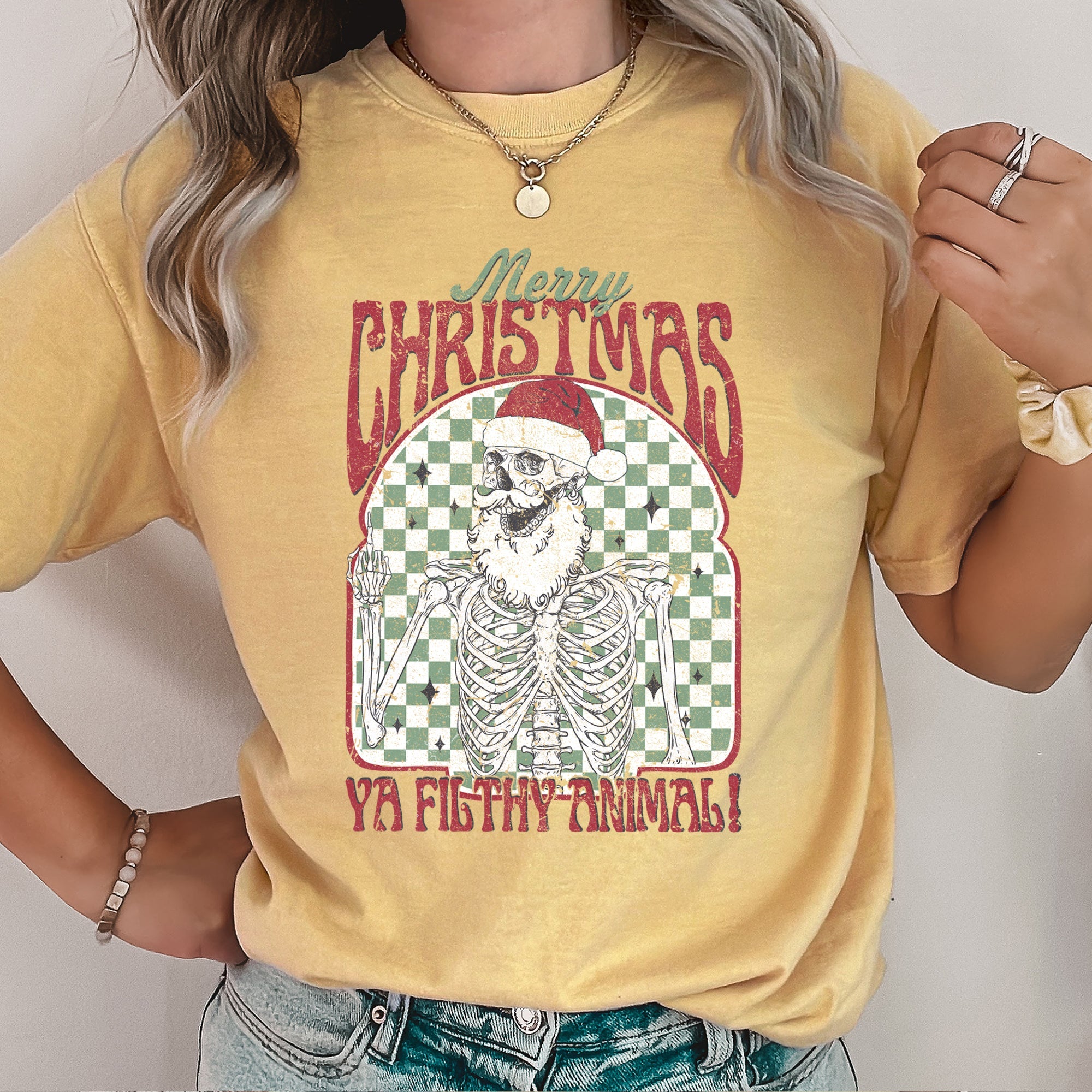 Merry Christmas Ya Filthy Animal Home Alone Santa Retro Holiday Classic Comfort Colors Tee