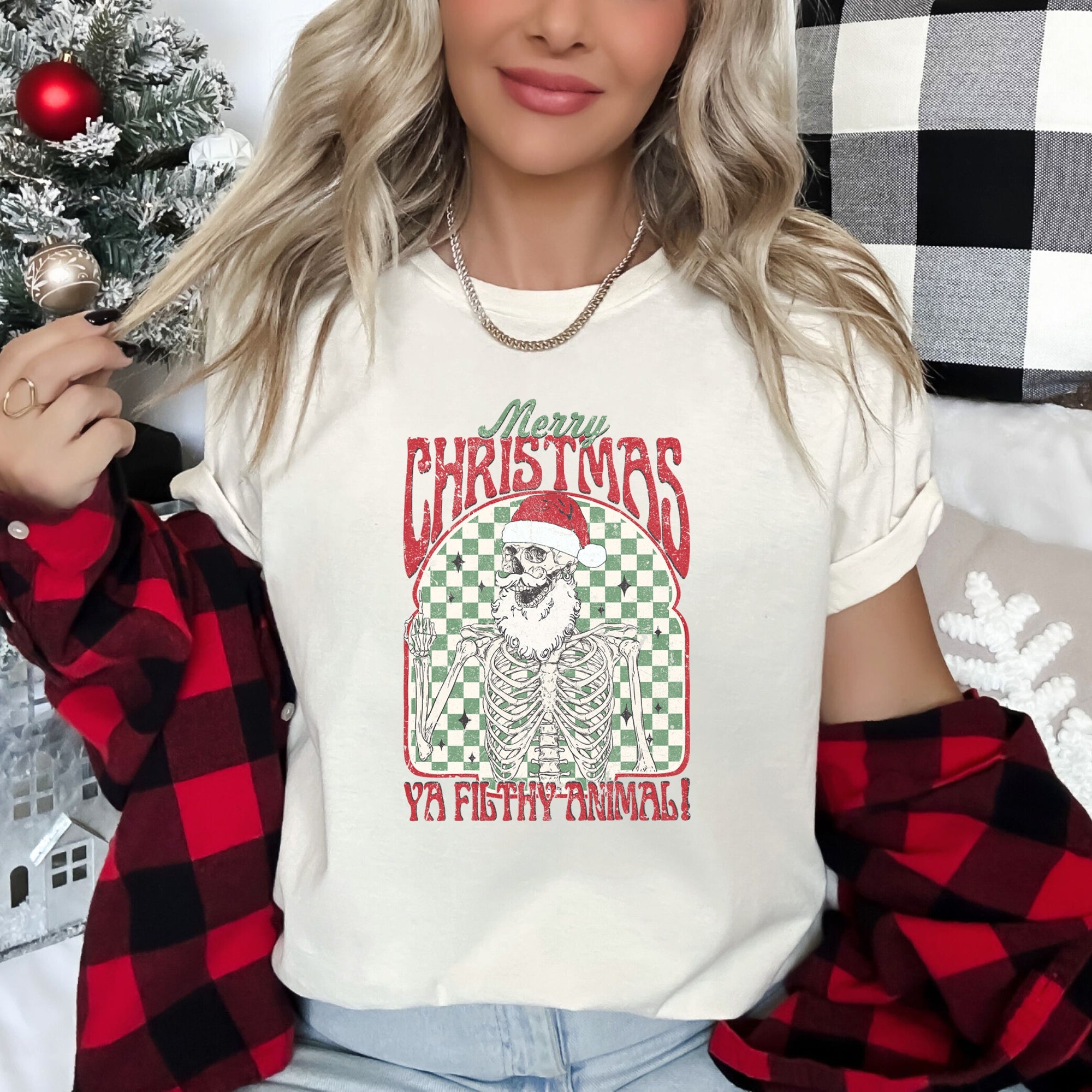 Merry Christmas Ya Filthy Animal Home Alone Santa Retro Style Classic Graphic Tee