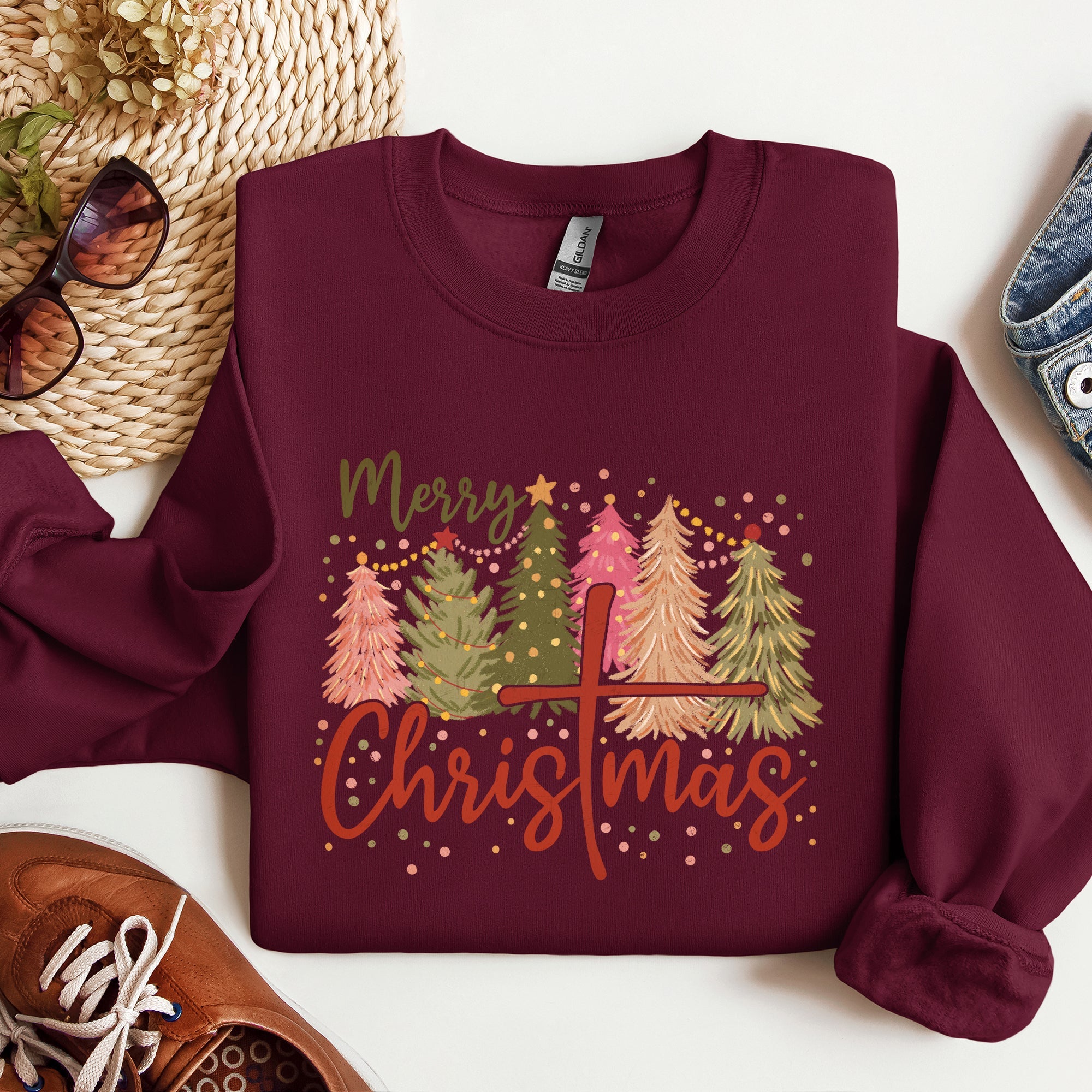 Merry Christmas Christ Religious Gospel Faith Sacred Holiday Prayer Scripture Sweatshirt