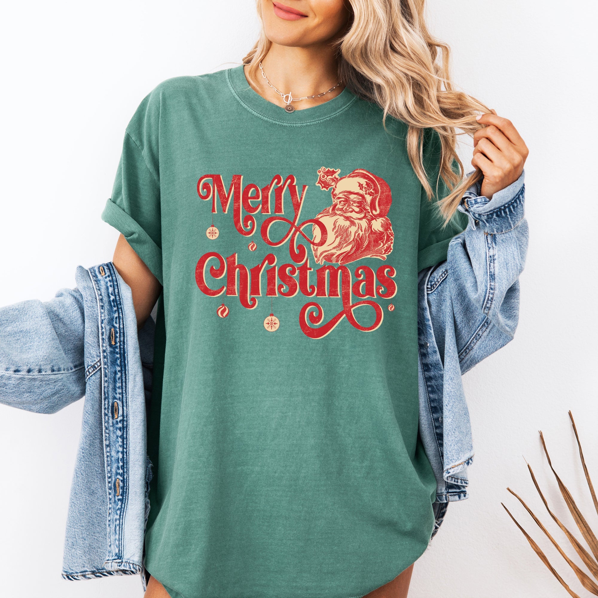 Merry Christmas Classic Retro Santa Winter Xmas Vintage Holiday Cheer Comfort Colors Tee
