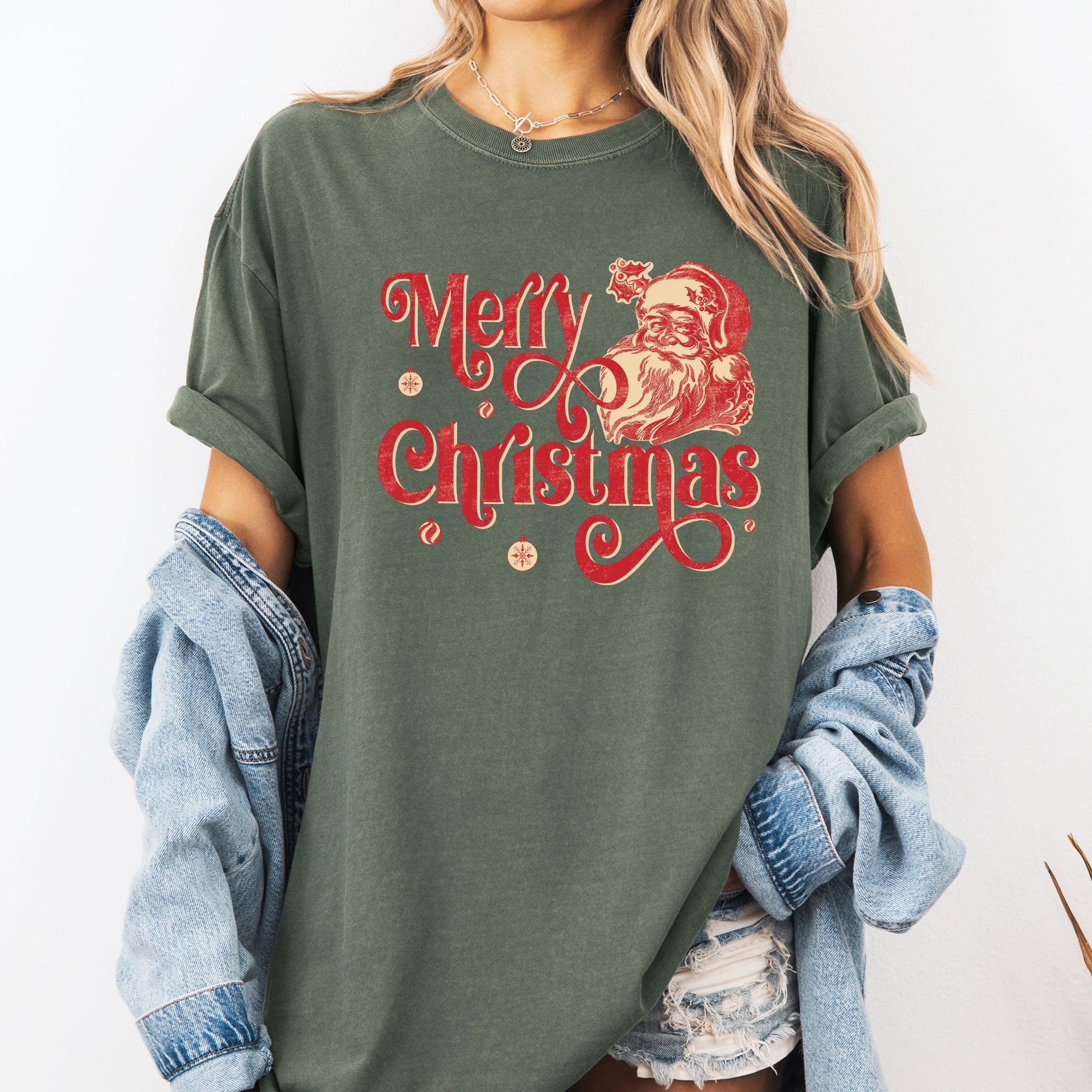 Merry Christmas Classic Retro Santa Winter Xmas Vintage Holiday Cheer Comfort Colors Tee