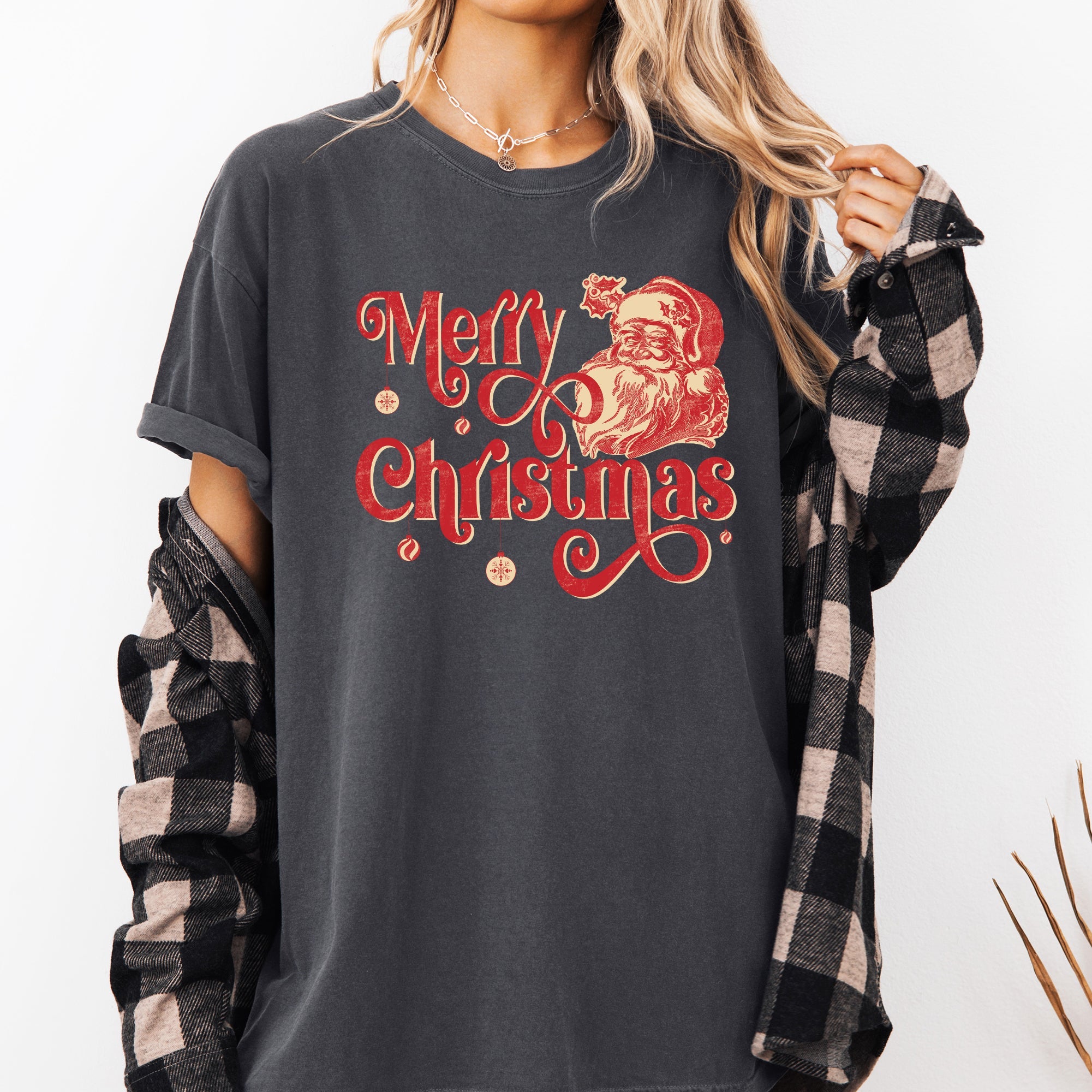 Merry Christmas Classic Retro Santa Winter Xmas Vintage Holiday Cheer Comfort Colors Tee