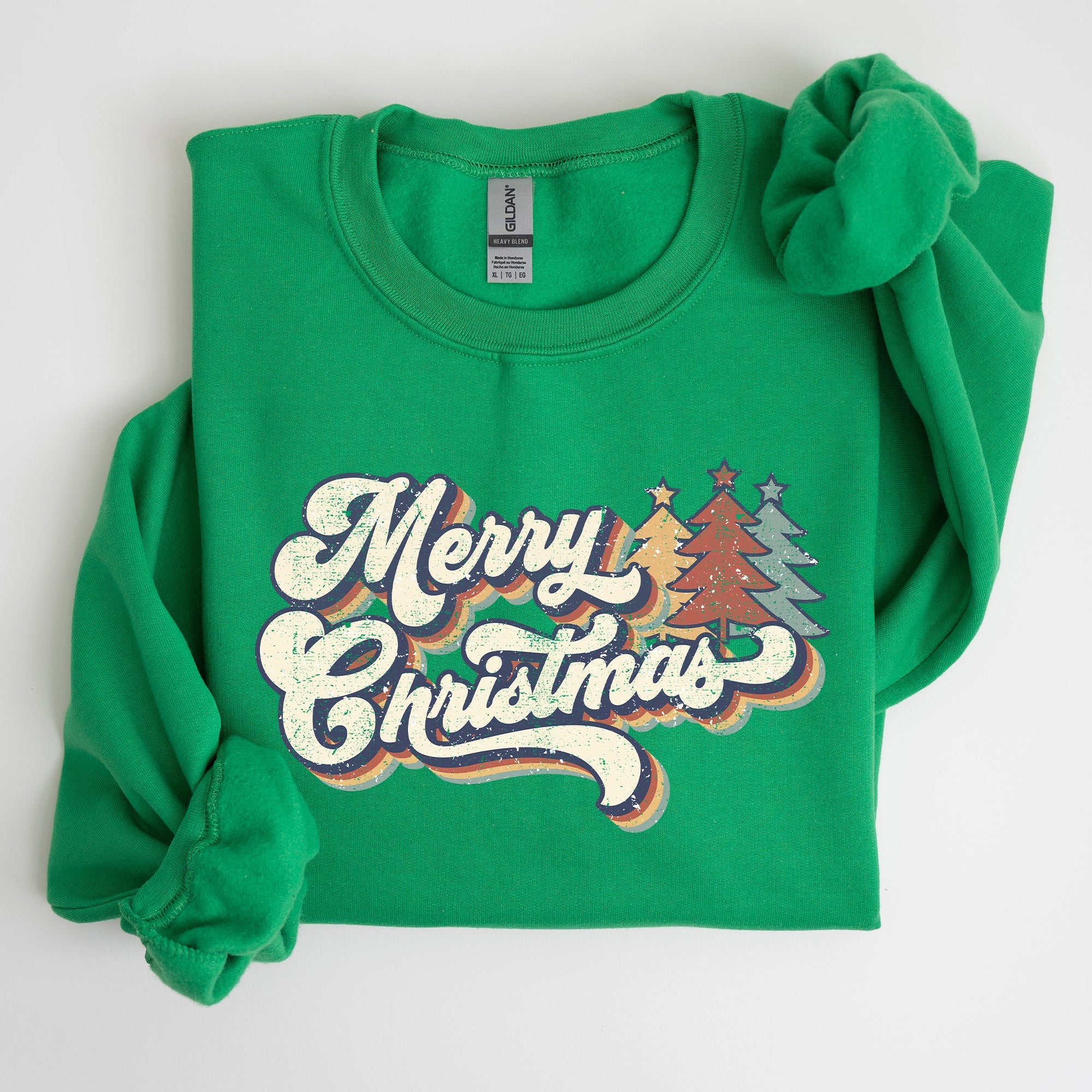 Merry Christmas Colorful Retro Santa Claus Graphic Holiday Season Celebration Edition Sweatshirt