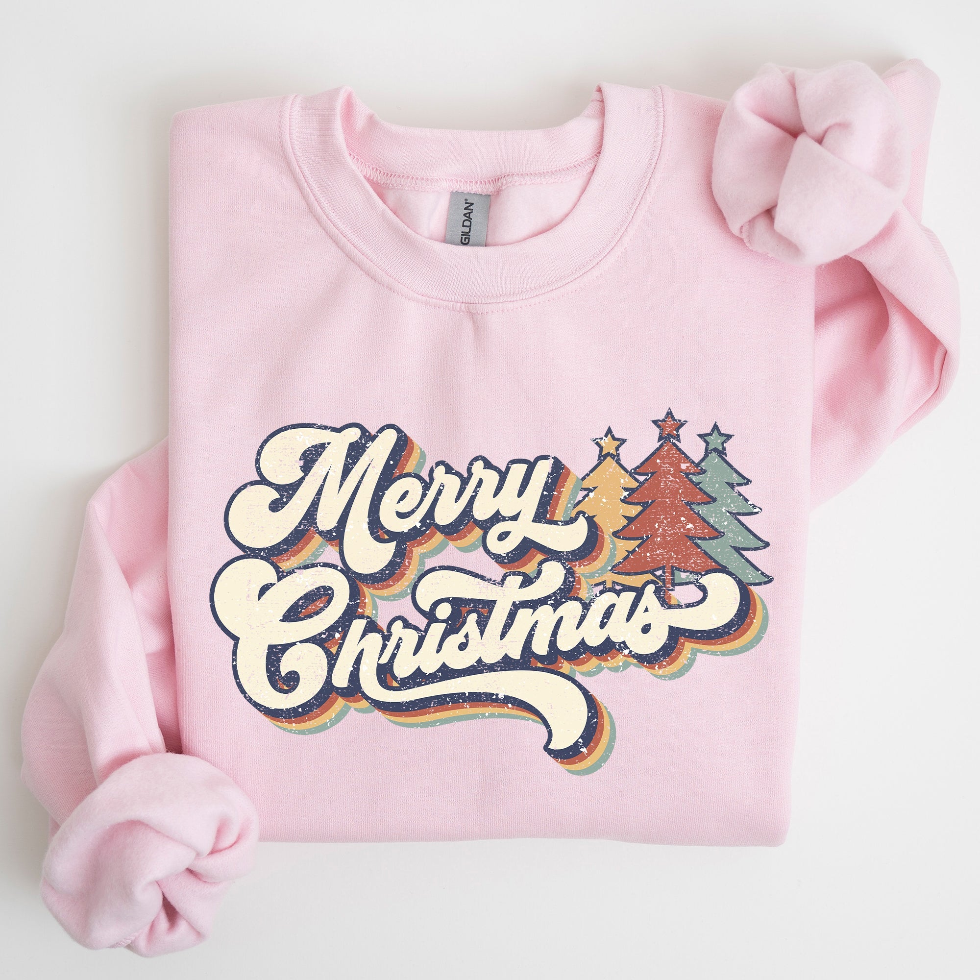Merry Christmas Colorful Retro Santa Claus Graphic Holiday Season Celebration Edition Sweatshirt