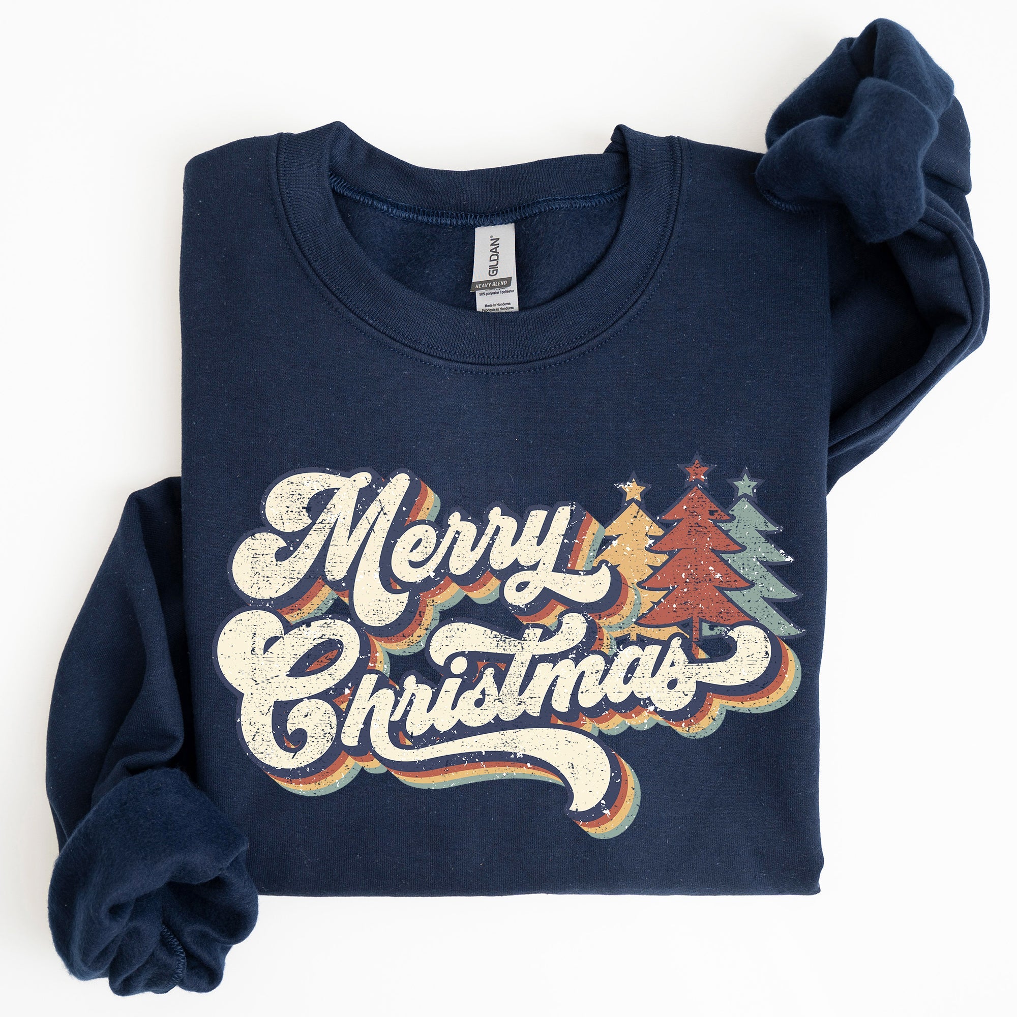 Merry Christmas Colorful Retro Santa Claus Graphic Holiday Season Celebration Edition Sweatshirt