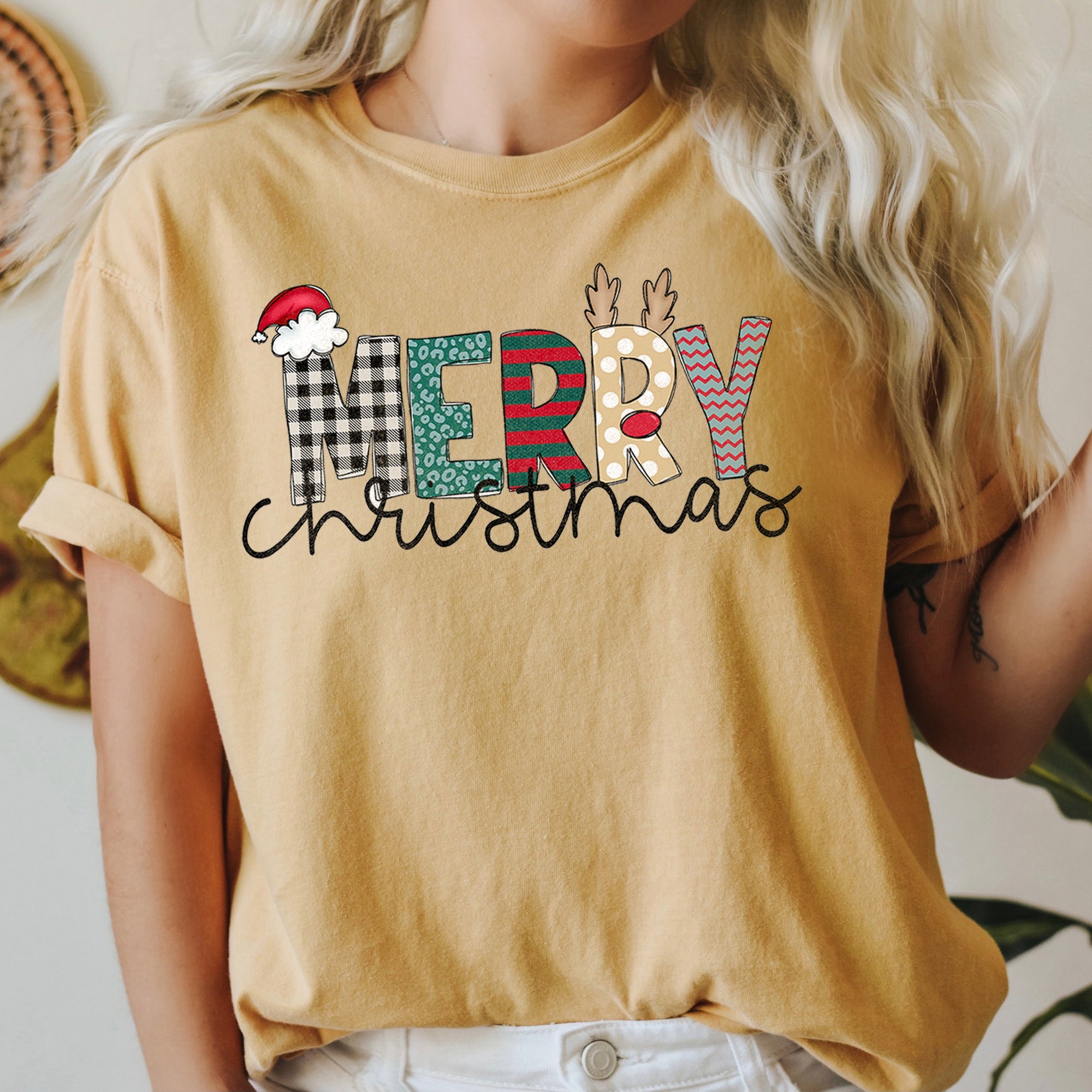 Merry Christmas Santa Claus Festive Holiday Greeting For Seasonal Gatherings And Family Photos Comfort Colors Tee