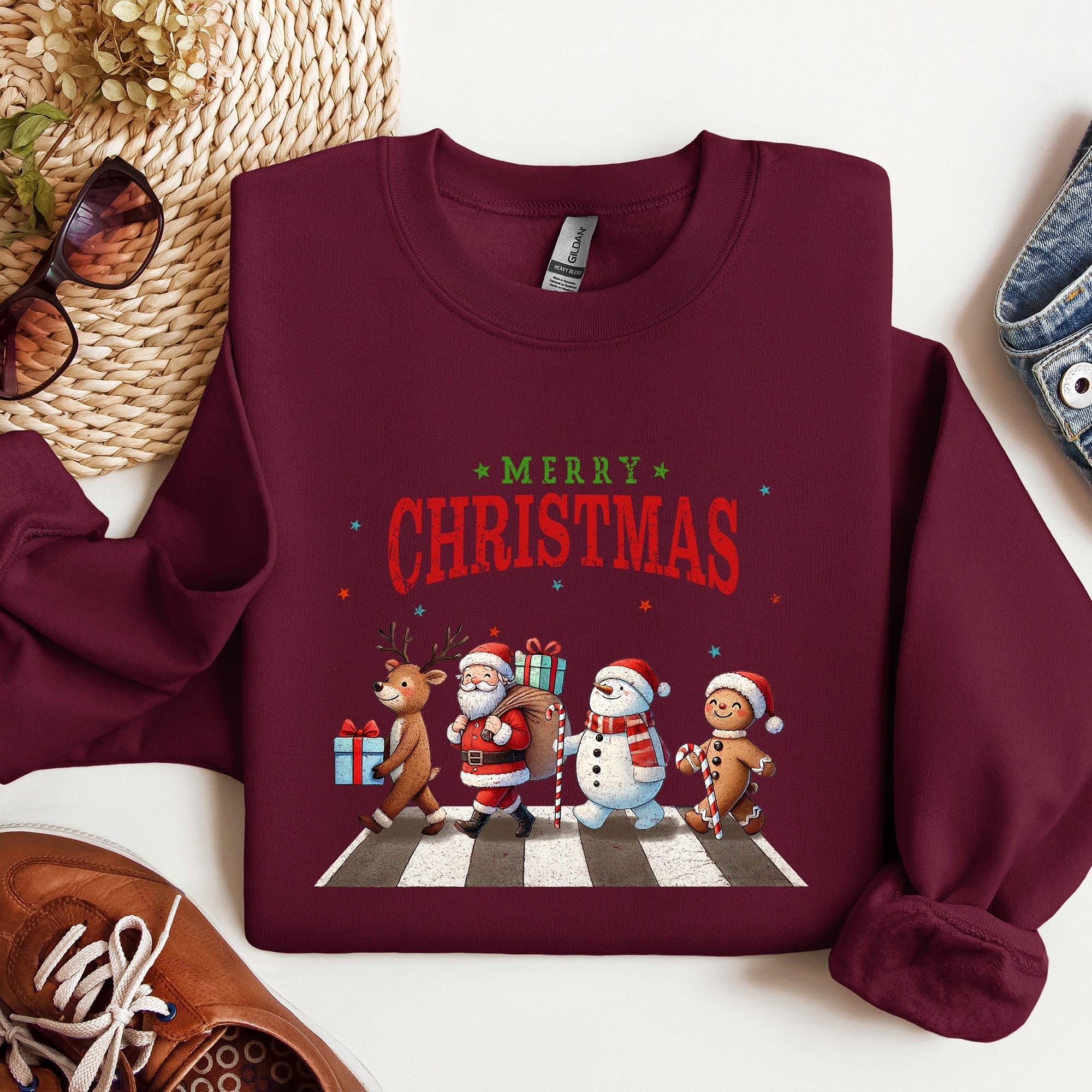 Merry Christmas Reindeer Santa Snowman Gingerbread Winter Xmas Holiday Edition Sweatshirt