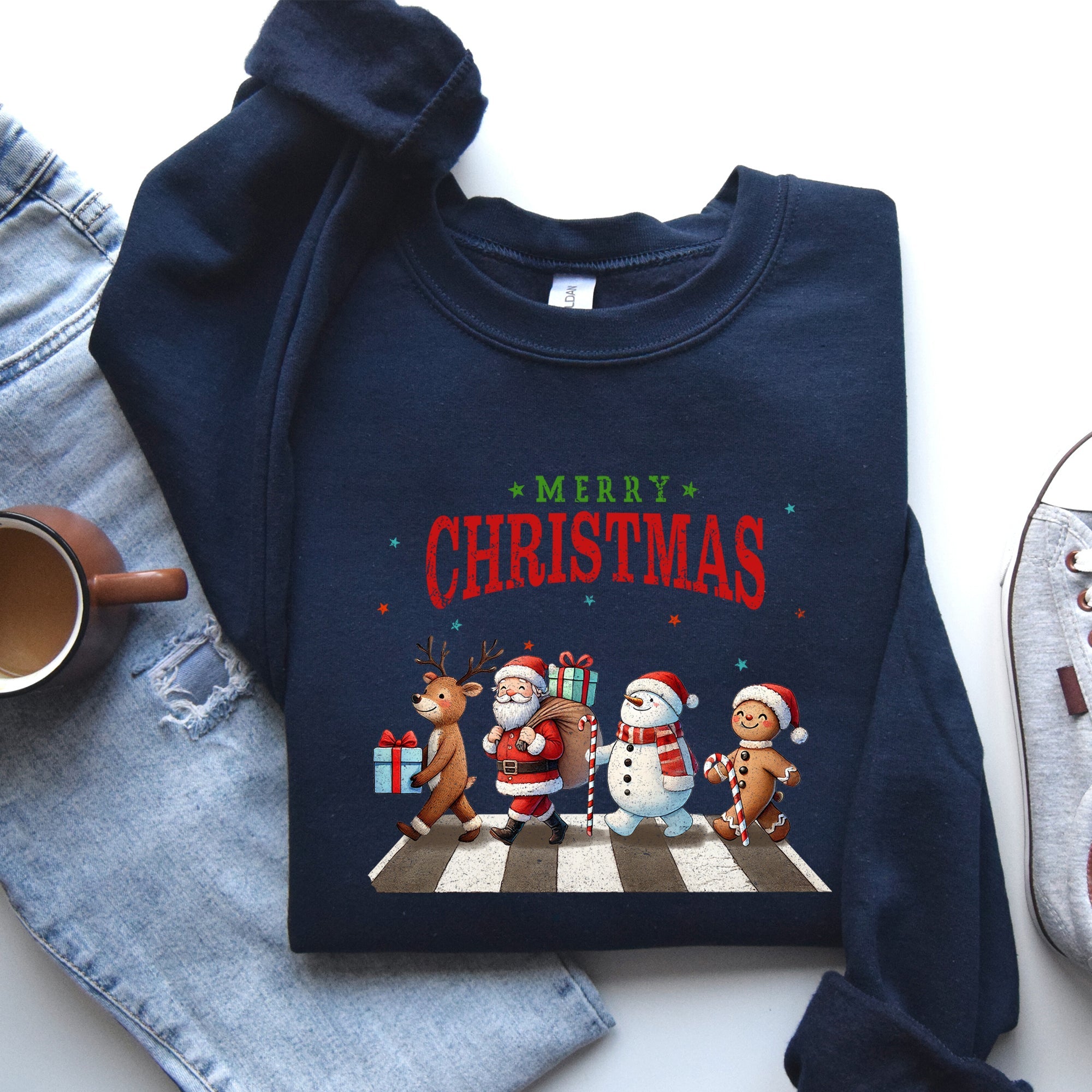 Merry Christmas Reindeer Santa Snowman Gingerbread Winter Xmas Holiday Edition Sweatshirt