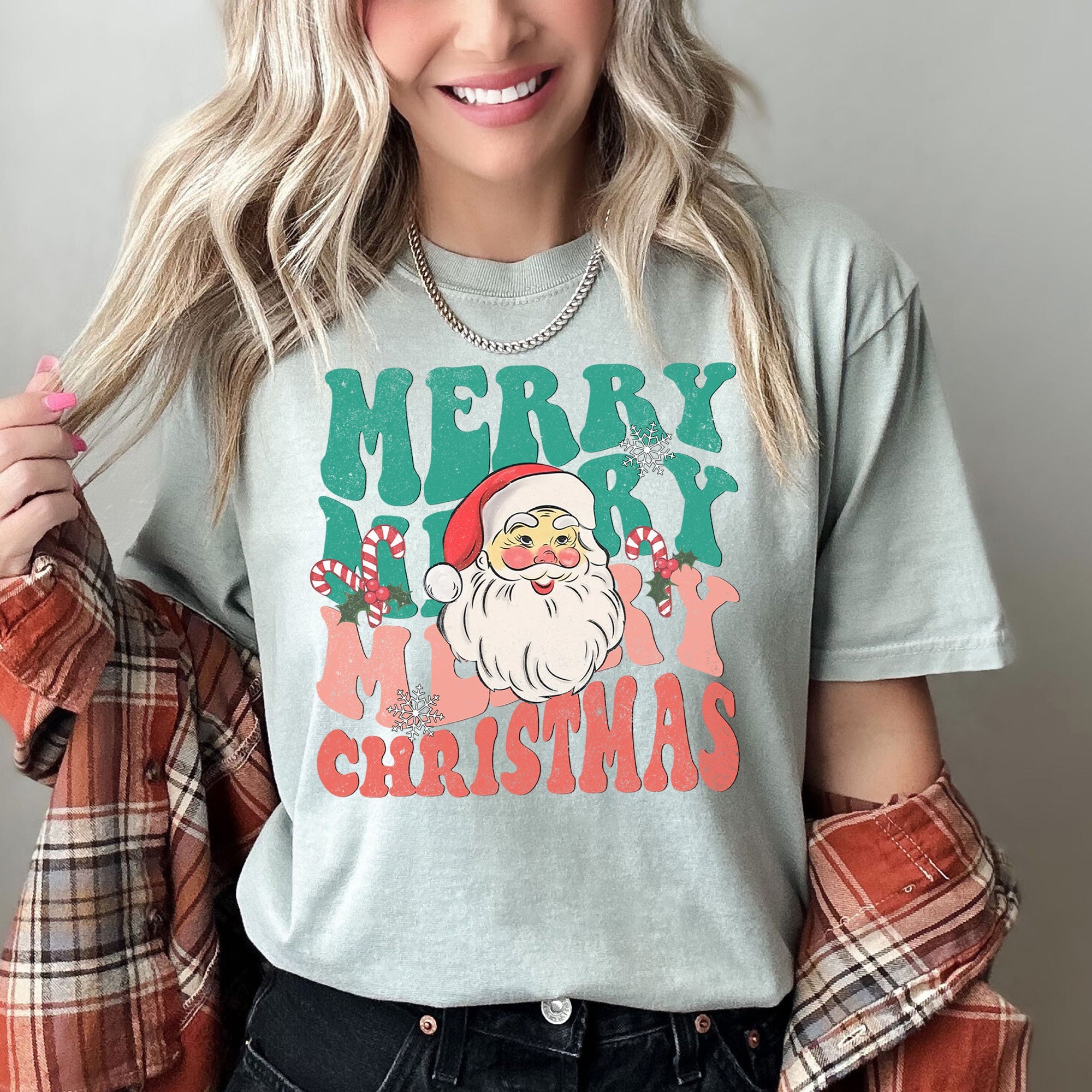 Merry Christmas Retro Santa Vintage Holiday Edition Iconic Classic Comfort Colors Tee