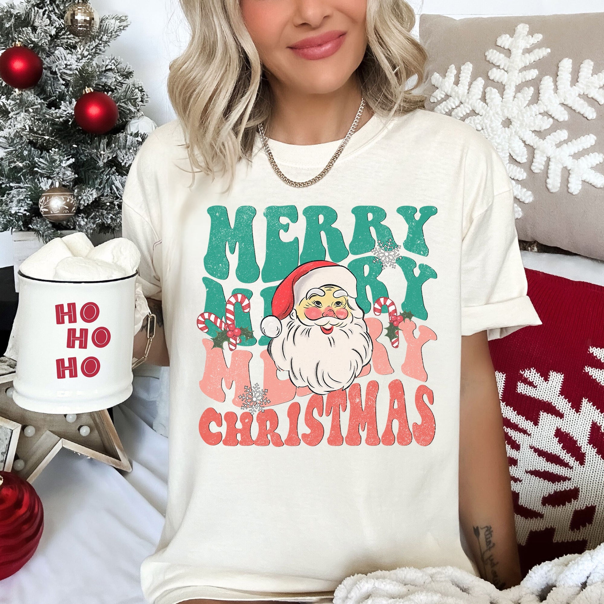 Merry Christmas Retro Santa Vintage Holiday Edition Iconic Classic Comfort Colors Tee