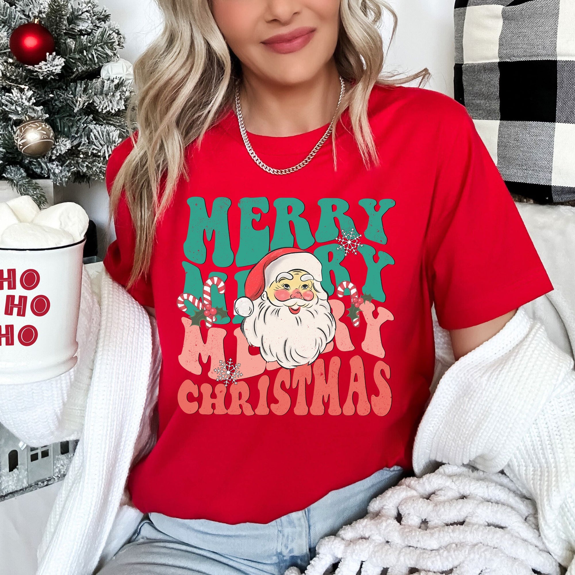Merry Christmas Retro Santa Vintage Cozy Festive Holiday Design Collection Forever Classic Graphic Tee