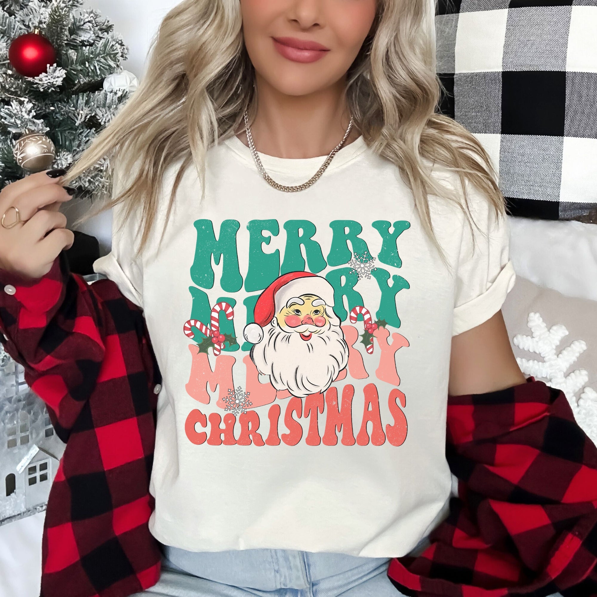 Merry Christmas Retro Santa Vintage Cozy Festive Holiday Design Collection Forever Classic Graphic Tee