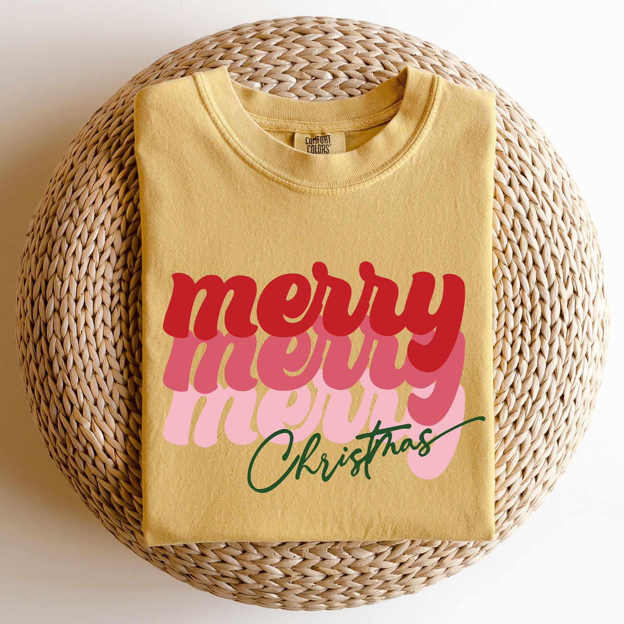 Merry Christmas Retro Classic Red Santa Winter Xmas Holiday Seasonal Comfort Colors Tee