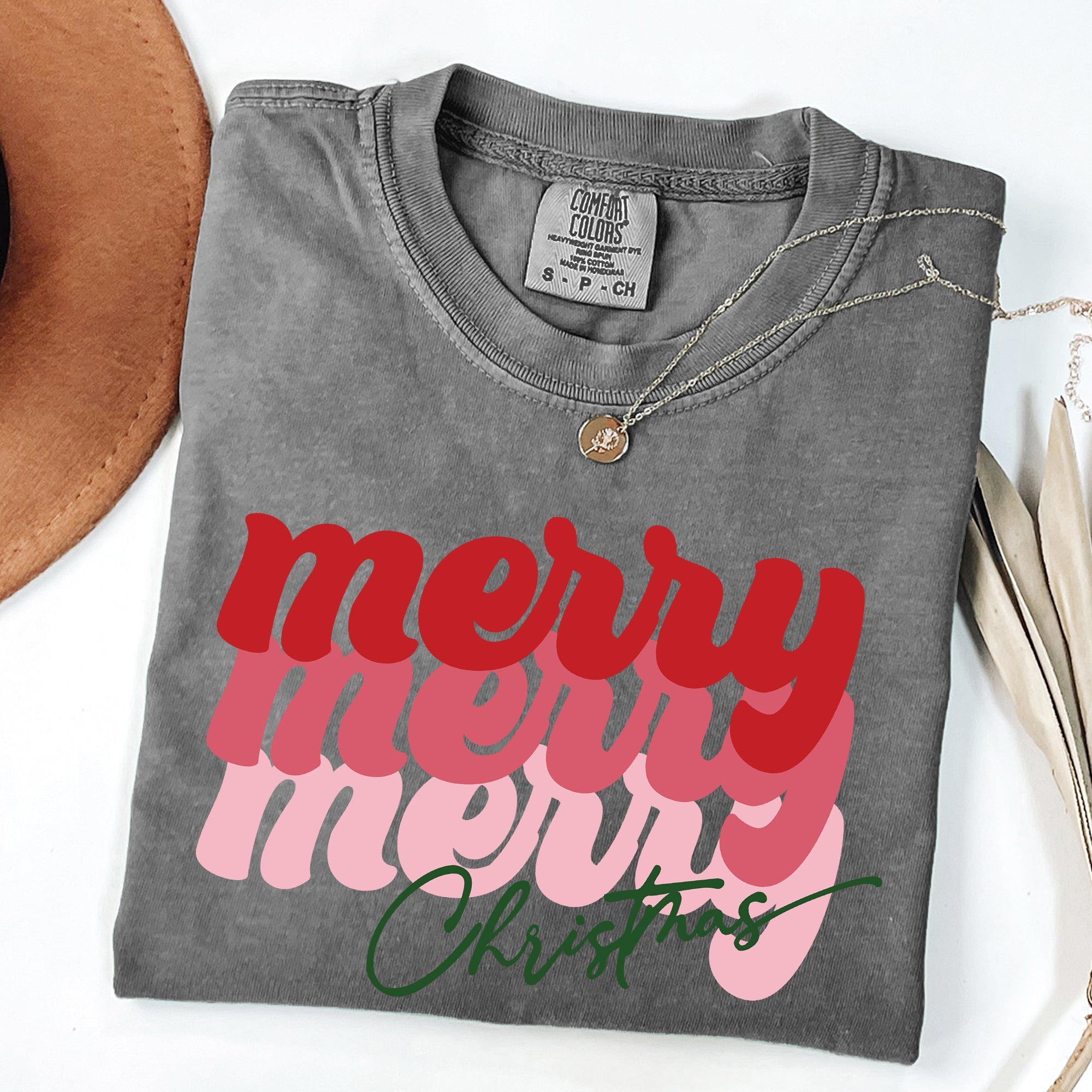 Merry Christmas Retro Classic Red Santa Winter Xmas Holiday Seasonal Comfort Colors Tee