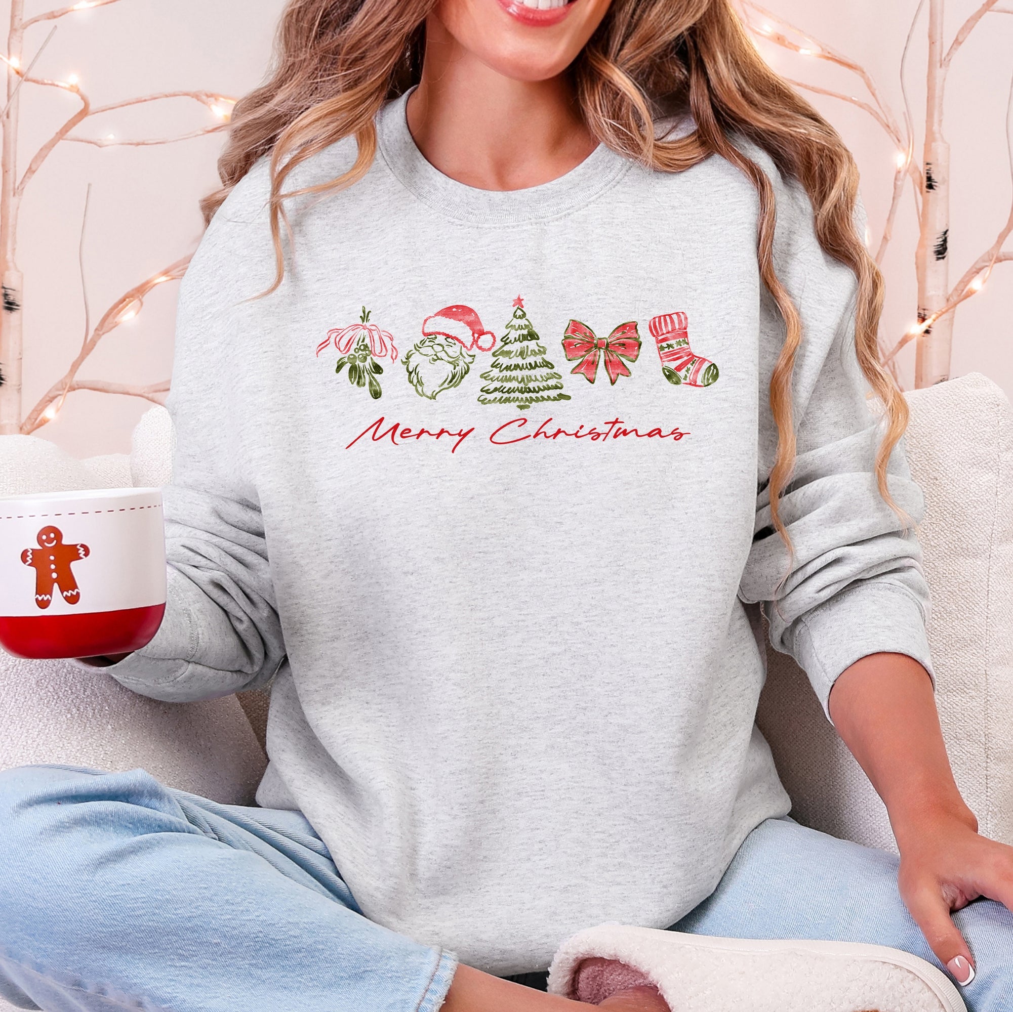 Merry Christmas Santa Retro Vintage Festive Gingerbread Cheer Nostalgic Throwback Sweatshirt