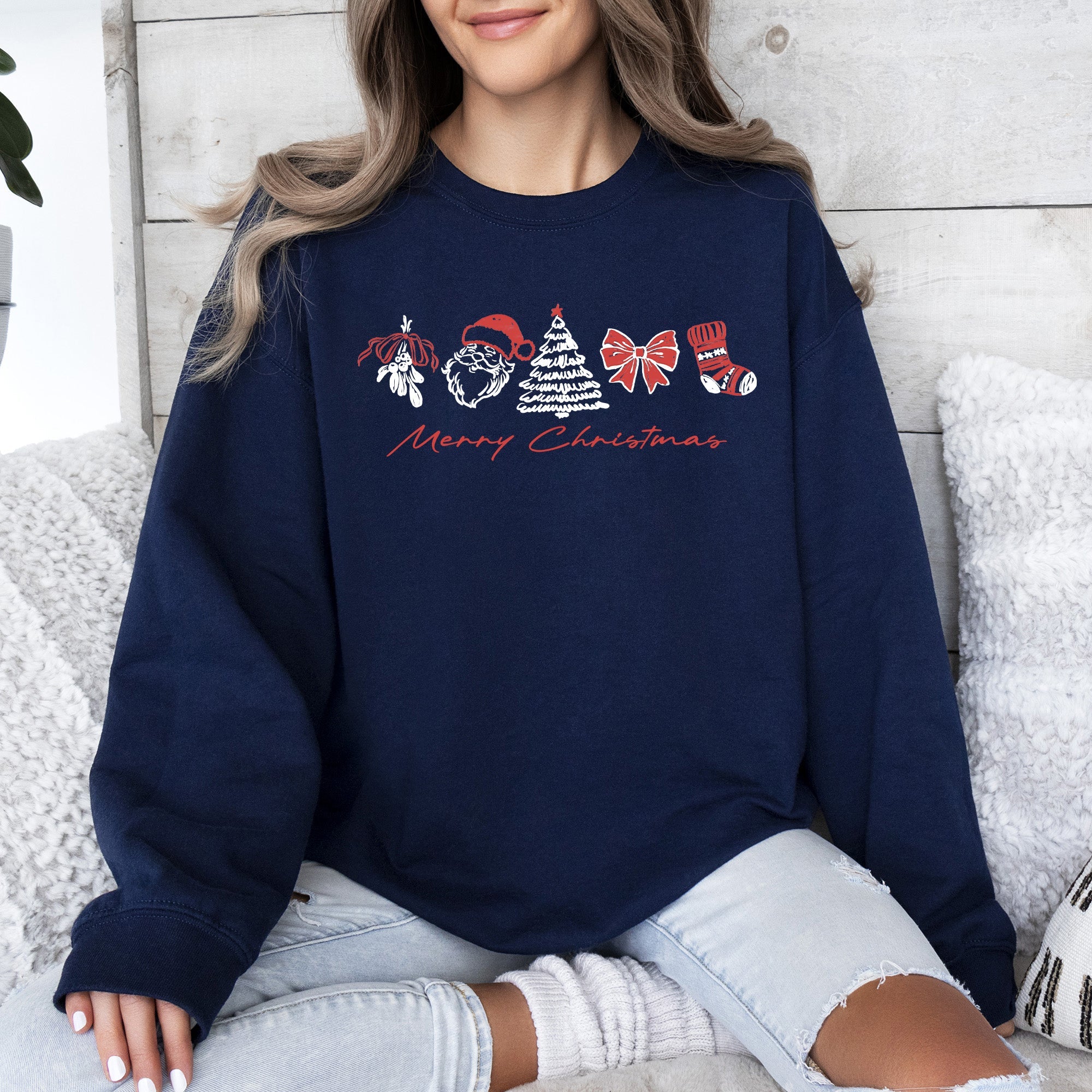 Merry Christmas Santa Retro Vintage Festive Gingerbread Cheer Nostalgic Throwback Sweatshirt