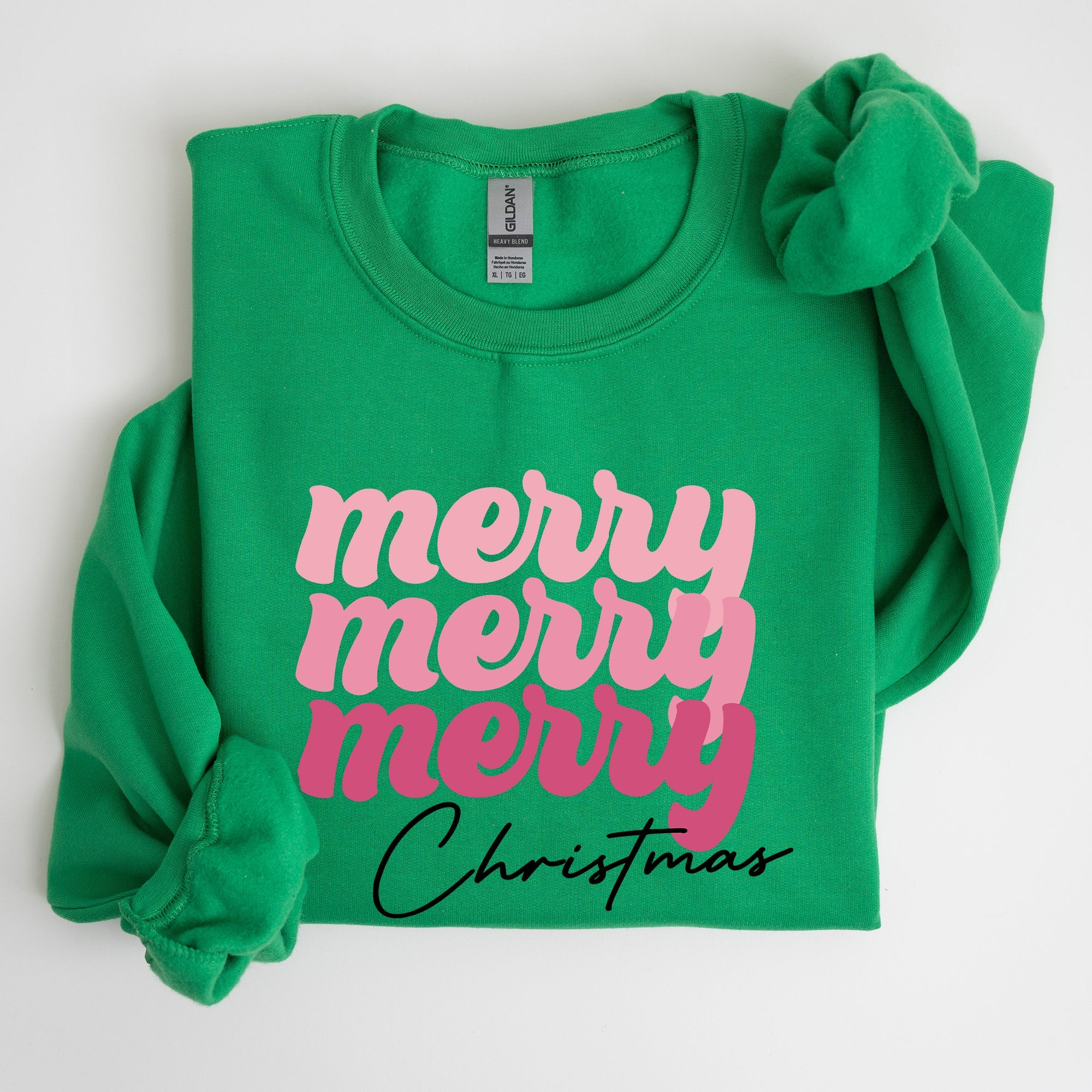 Merry Merry Merry Christmas Retro Santa Winter Xmas Nostalgic Holiday Cheer Vintage Style Festive Graphic Sweatshirt