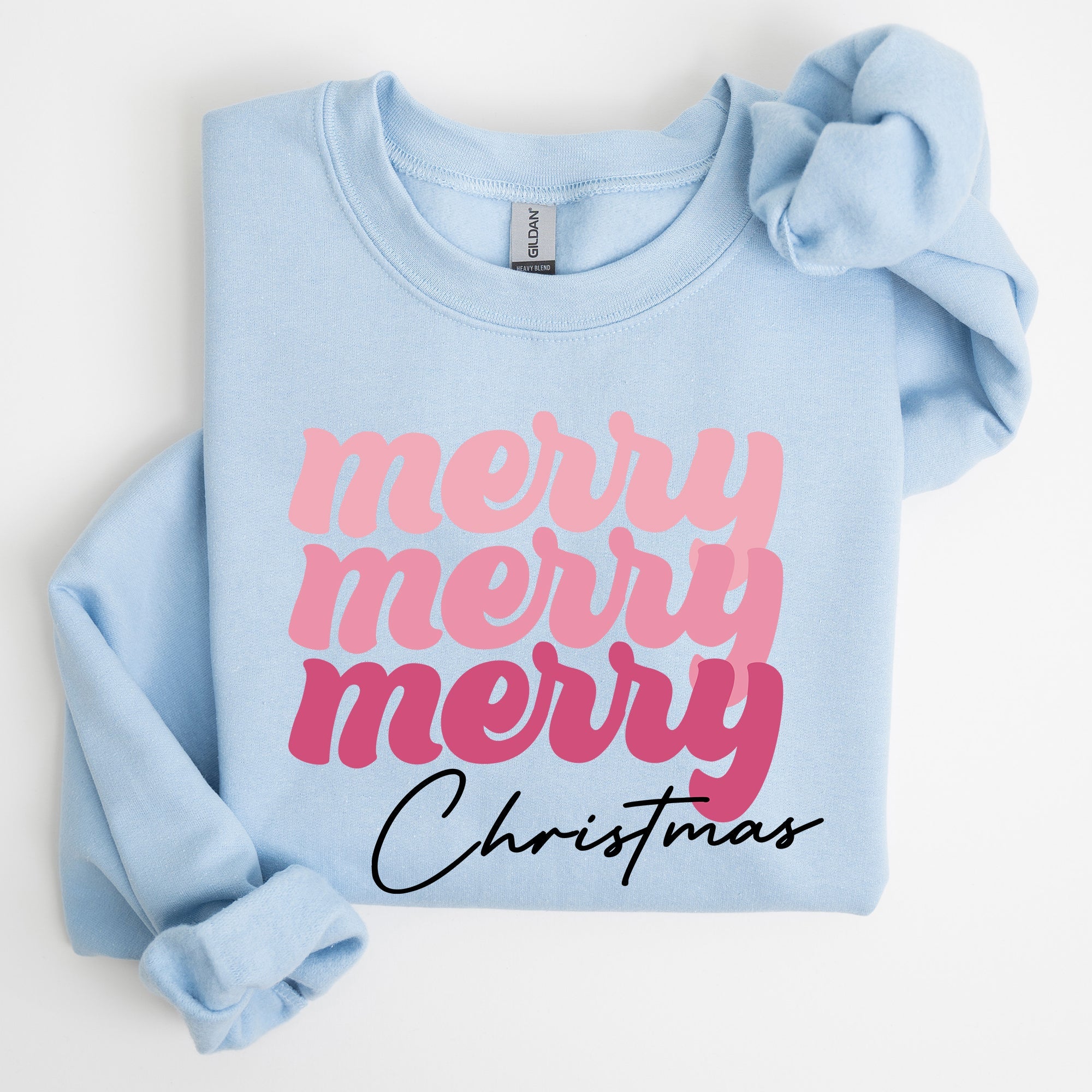 Merry Merry Merry Christmas Retro Santa Winter Xmas Nostalgic Holiday Cheer Vintage Style Festive Graphic Sweatshirt