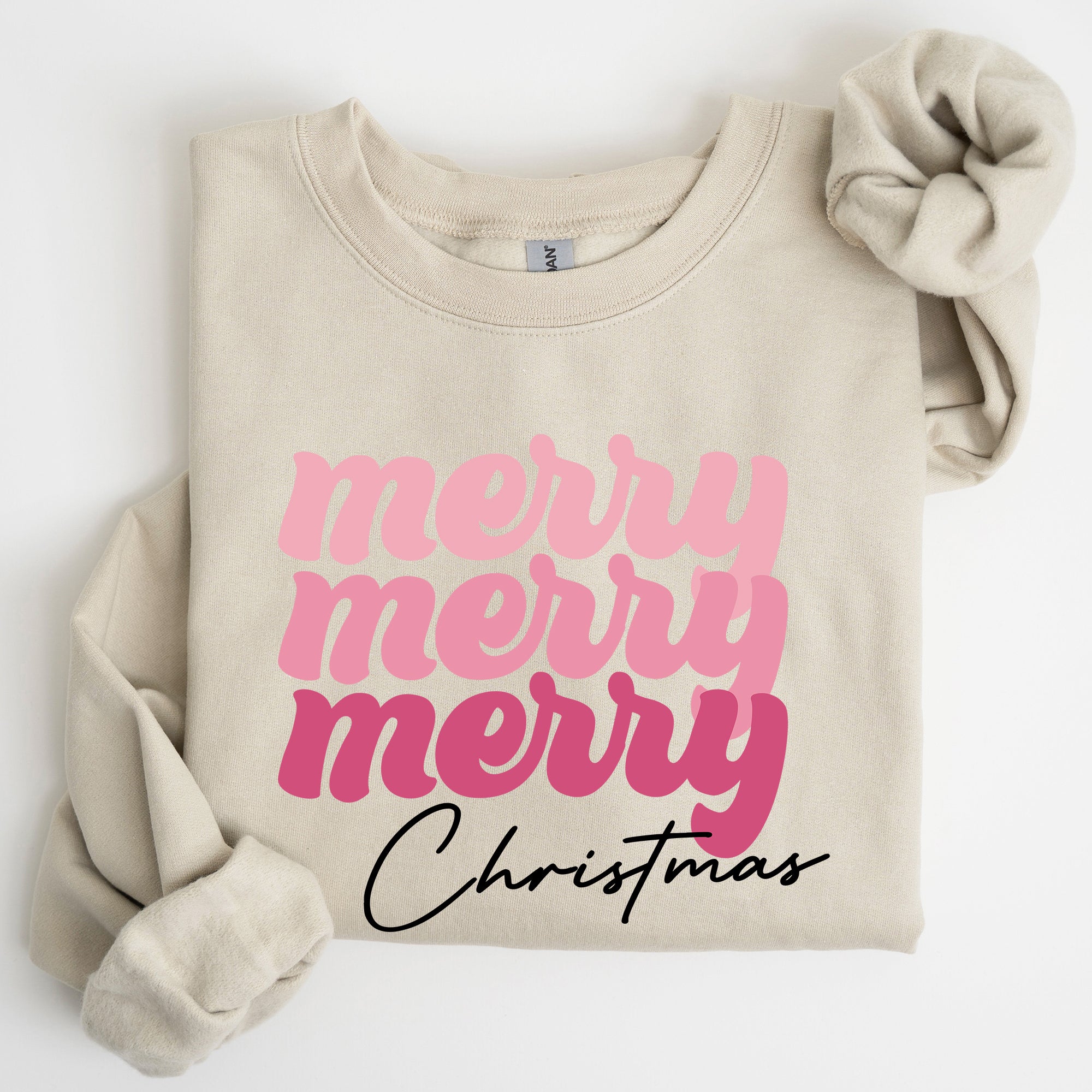 Merry Merry Merry Christmas Retro Santa Winter Xmas Nostalgic Holiday Cheer Vintage Style Festive Graphic Sweatshirt