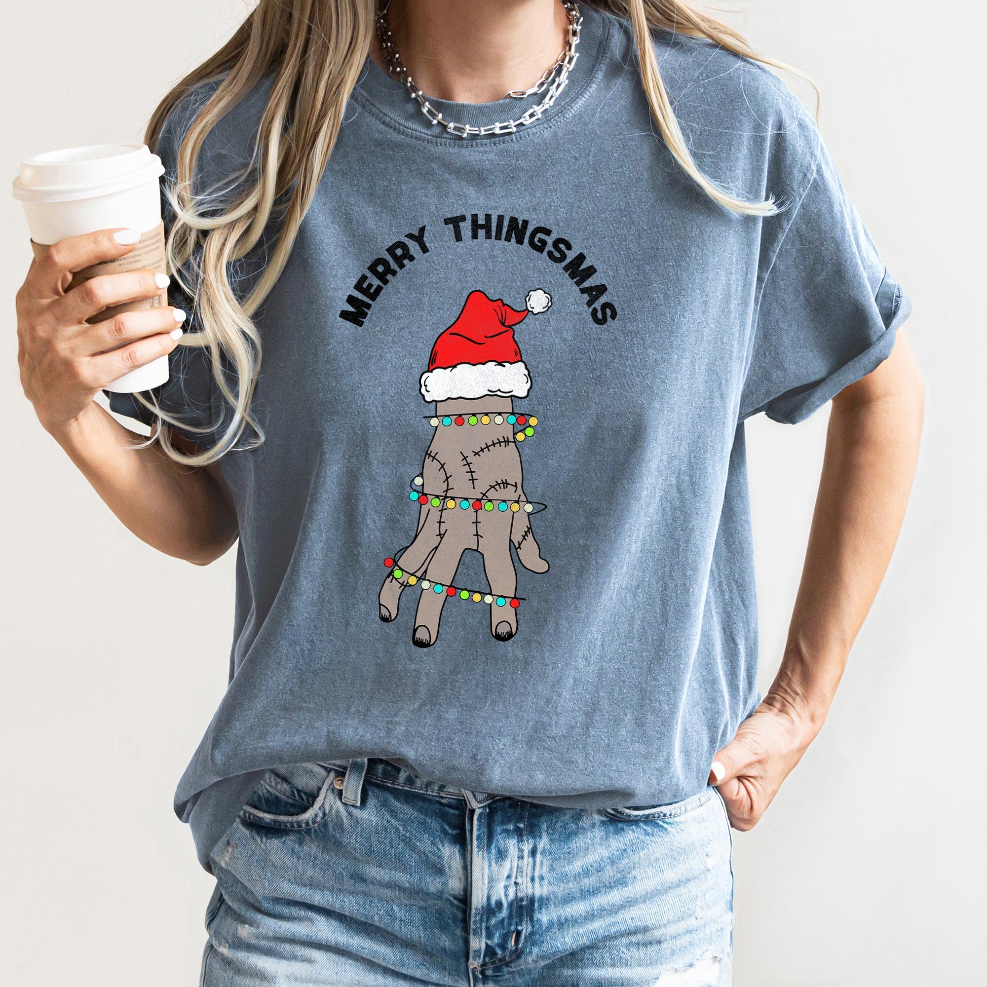 Merry Thingsmas Christmas Wednesday Spooky Zombie Holiday Haunt Comfort Colors Tee