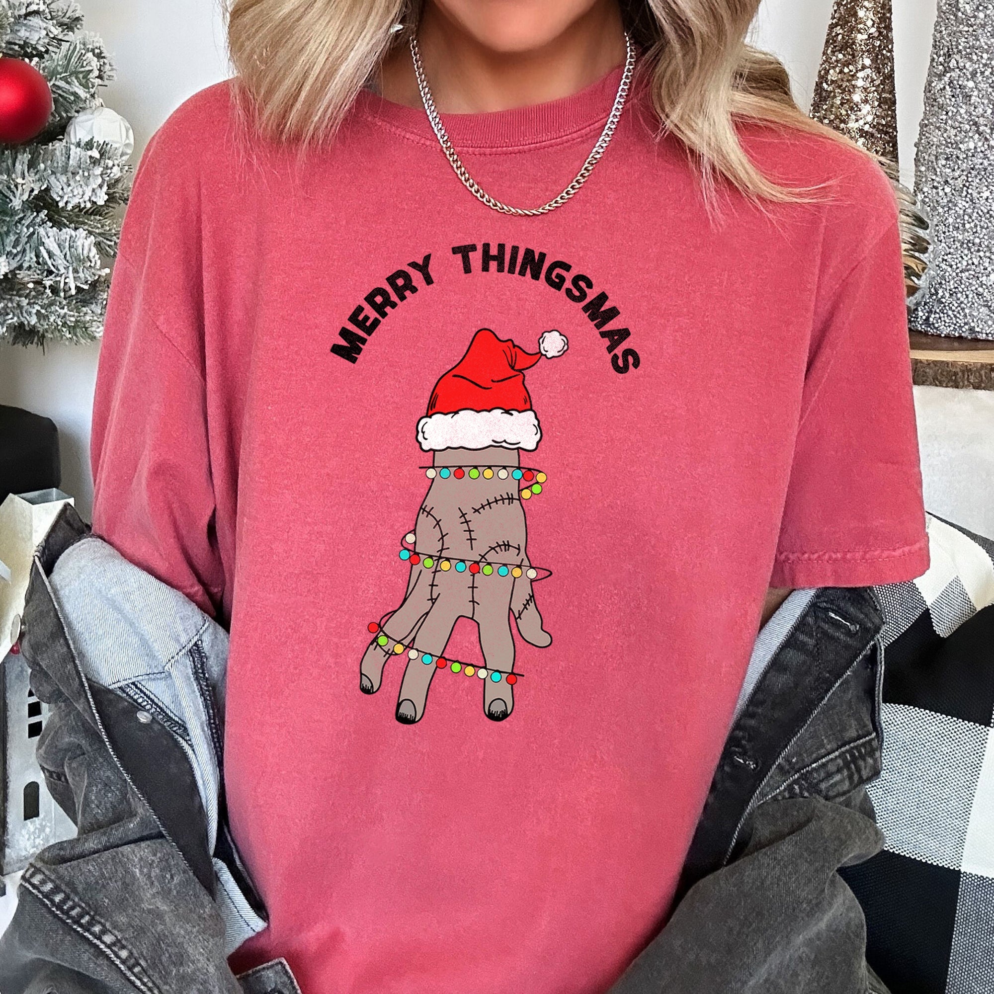 Merry Thingsmas Christmas Wednesday Spooky Zombie Holiday Haunt Comfort Colors Tee