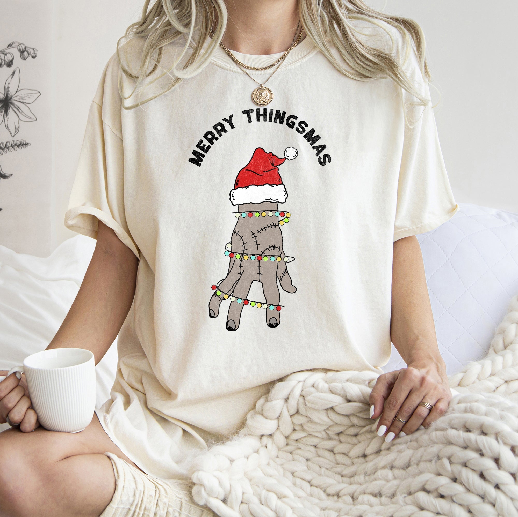 Merry Thingsmas Christmas Wednesday Spooky Zombie Holiday Haunt Comfort Colors Tee