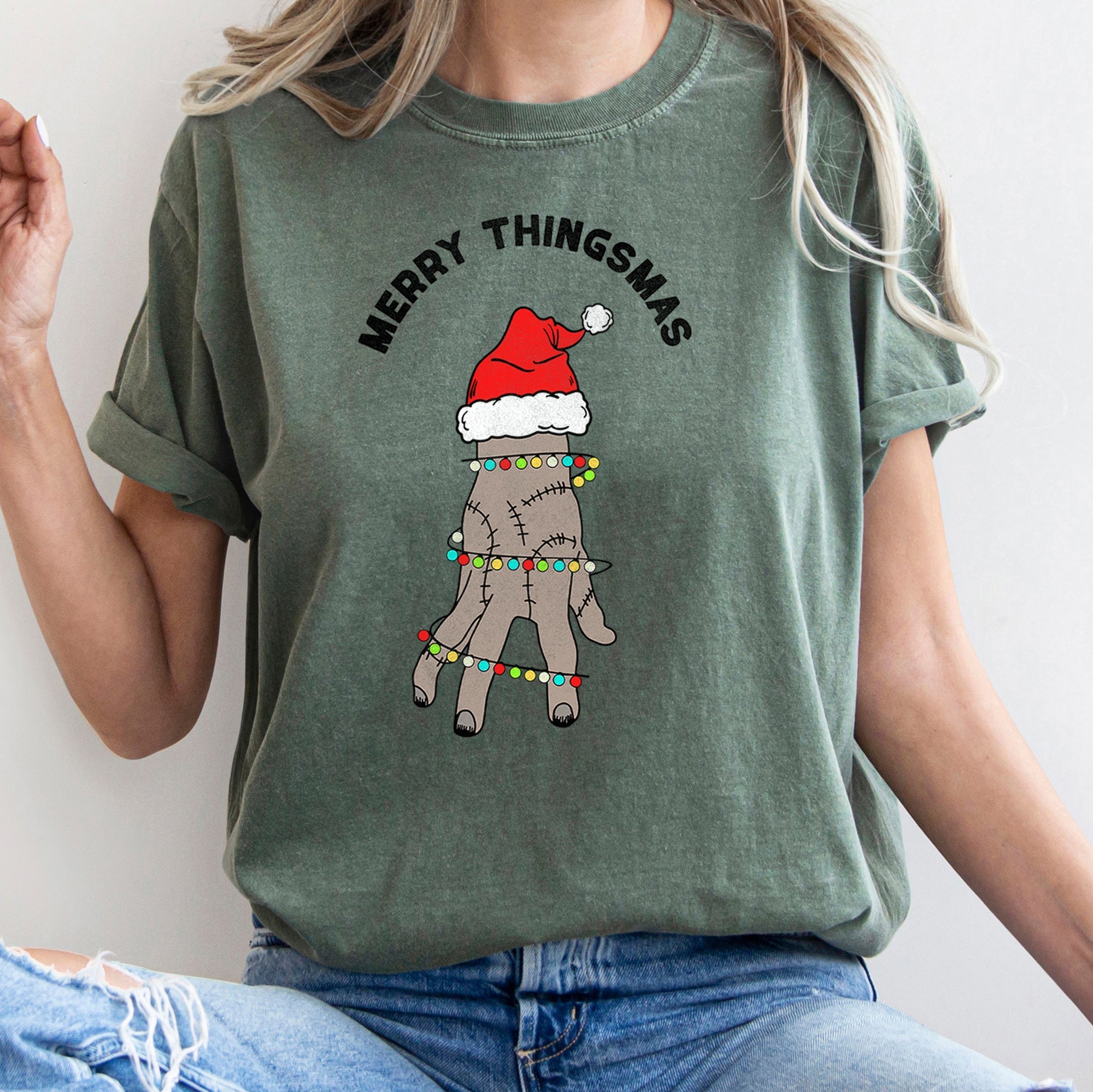 Merry Thingsmas Christmas Wednesday Spooky Zombie Holiday Haunt Comfort Colors Tee