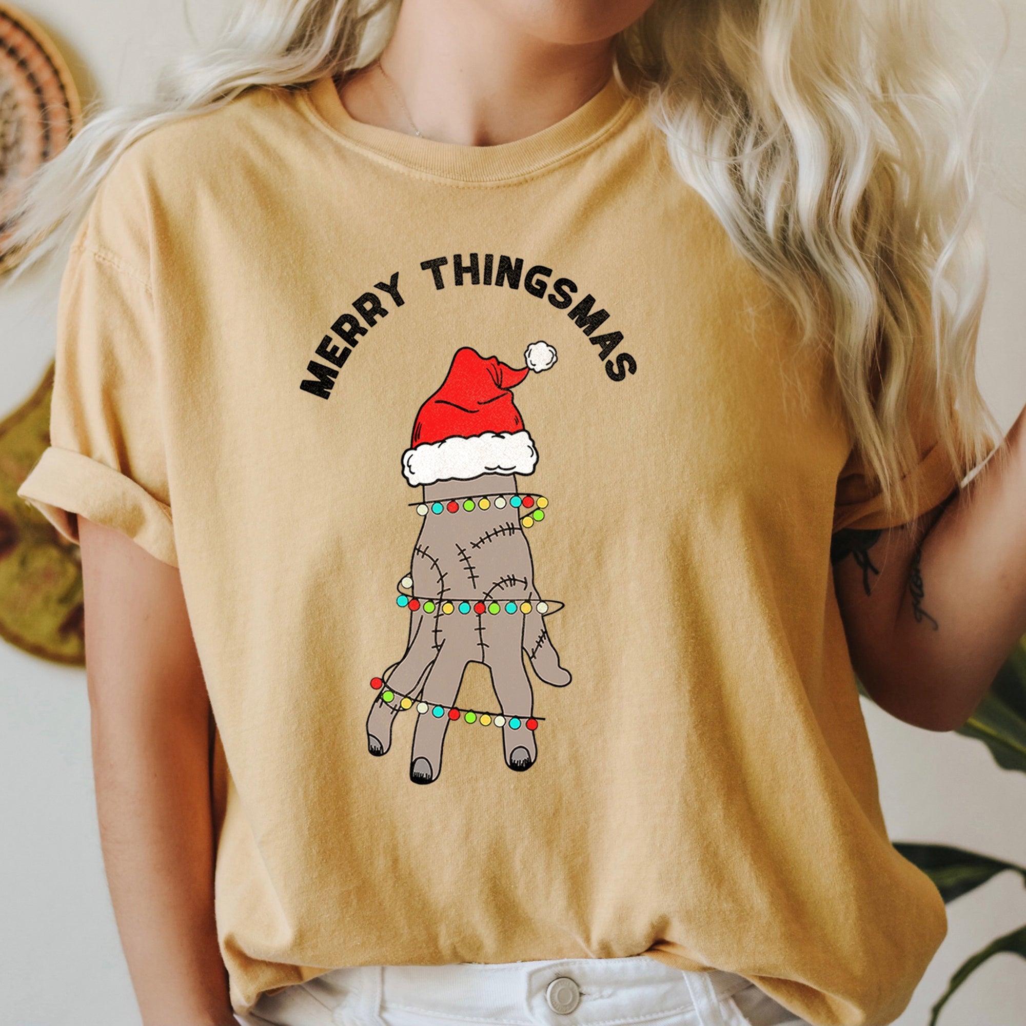 Merry Thingsmas Christmas Wednesday Spooky Zombie Holiday Haunt Comfort Colors Tee