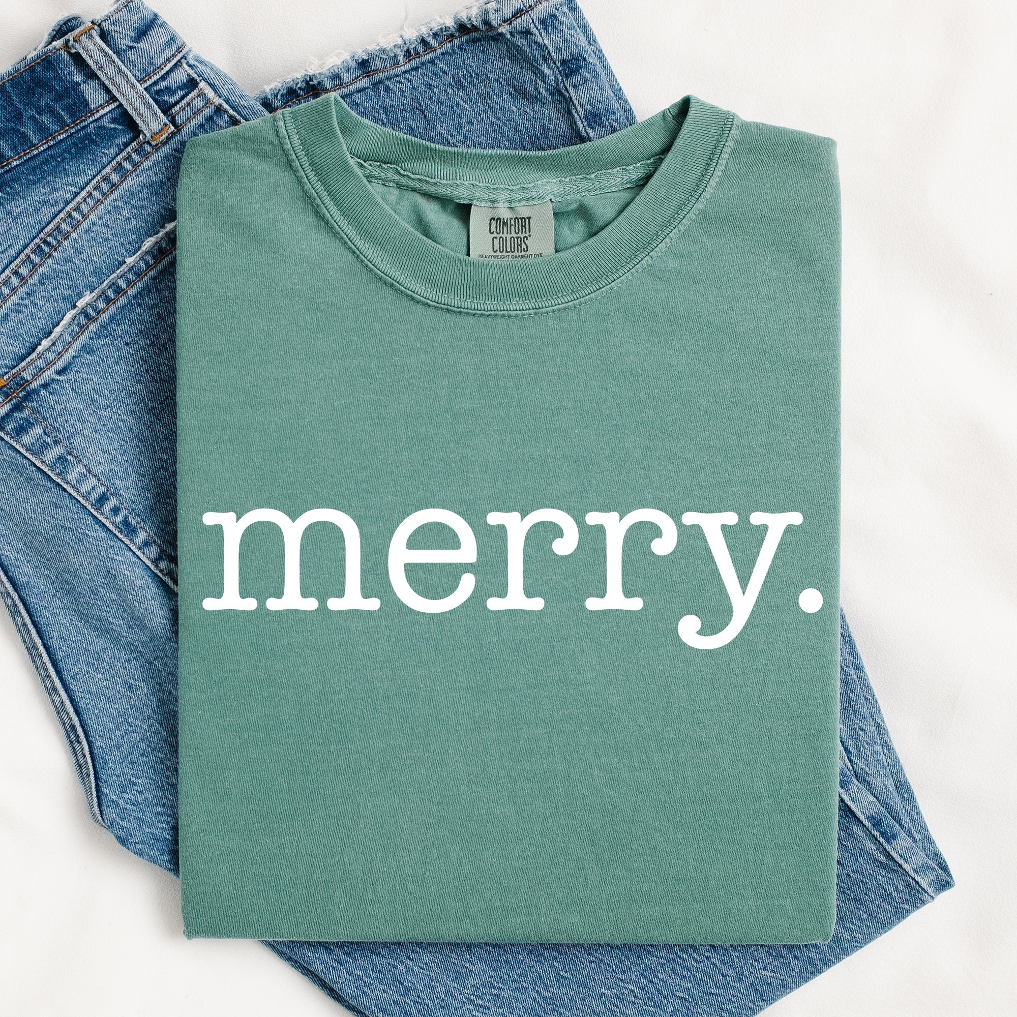 Merry, Classic Minimalist, Christmas, Winter, Snow, Santa, Xmas Comfort Colors Tee
