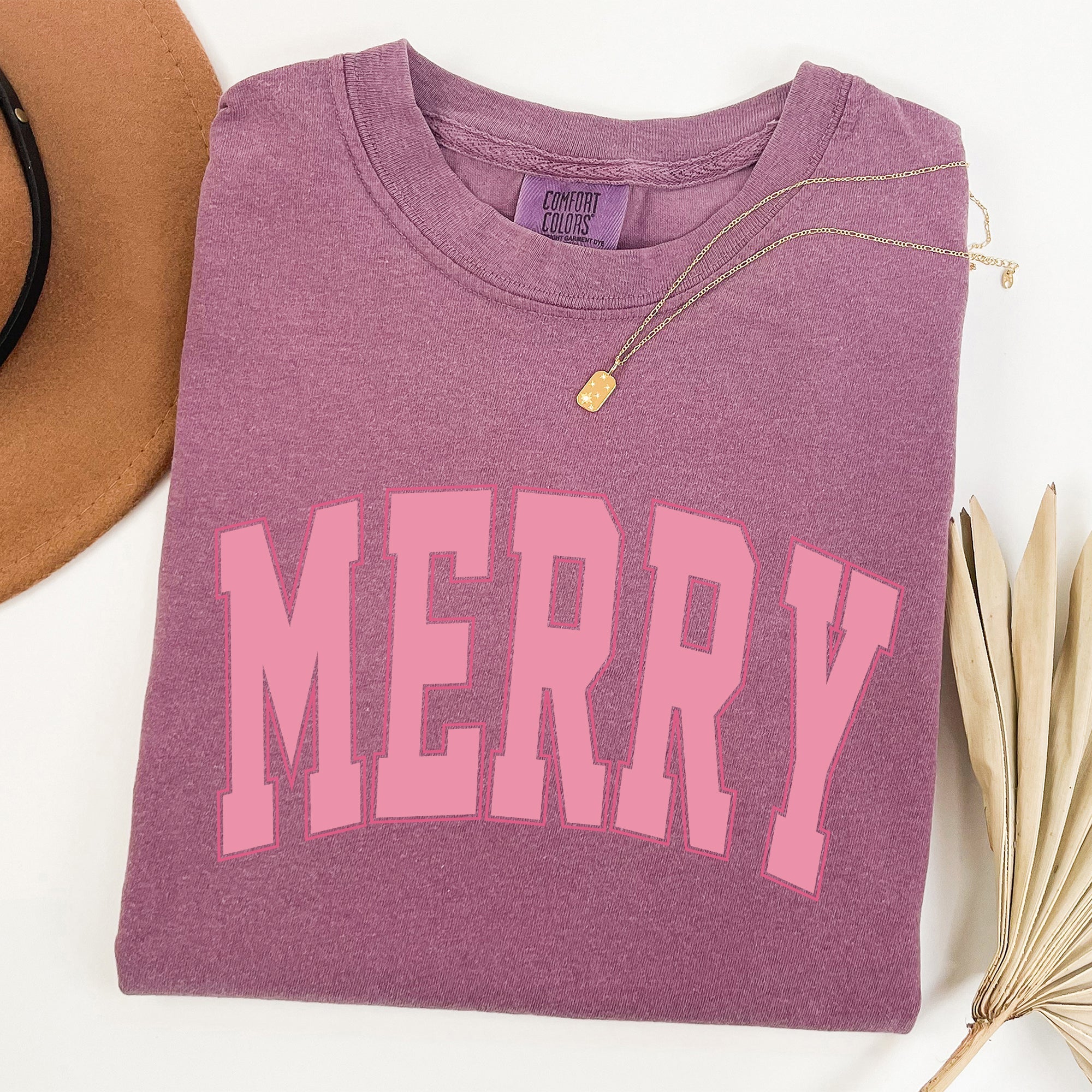 Merry Varsity Collegiate Christmas Santa Winter Xmas Vintage Style Heritage Collection Comfort Colors Tee