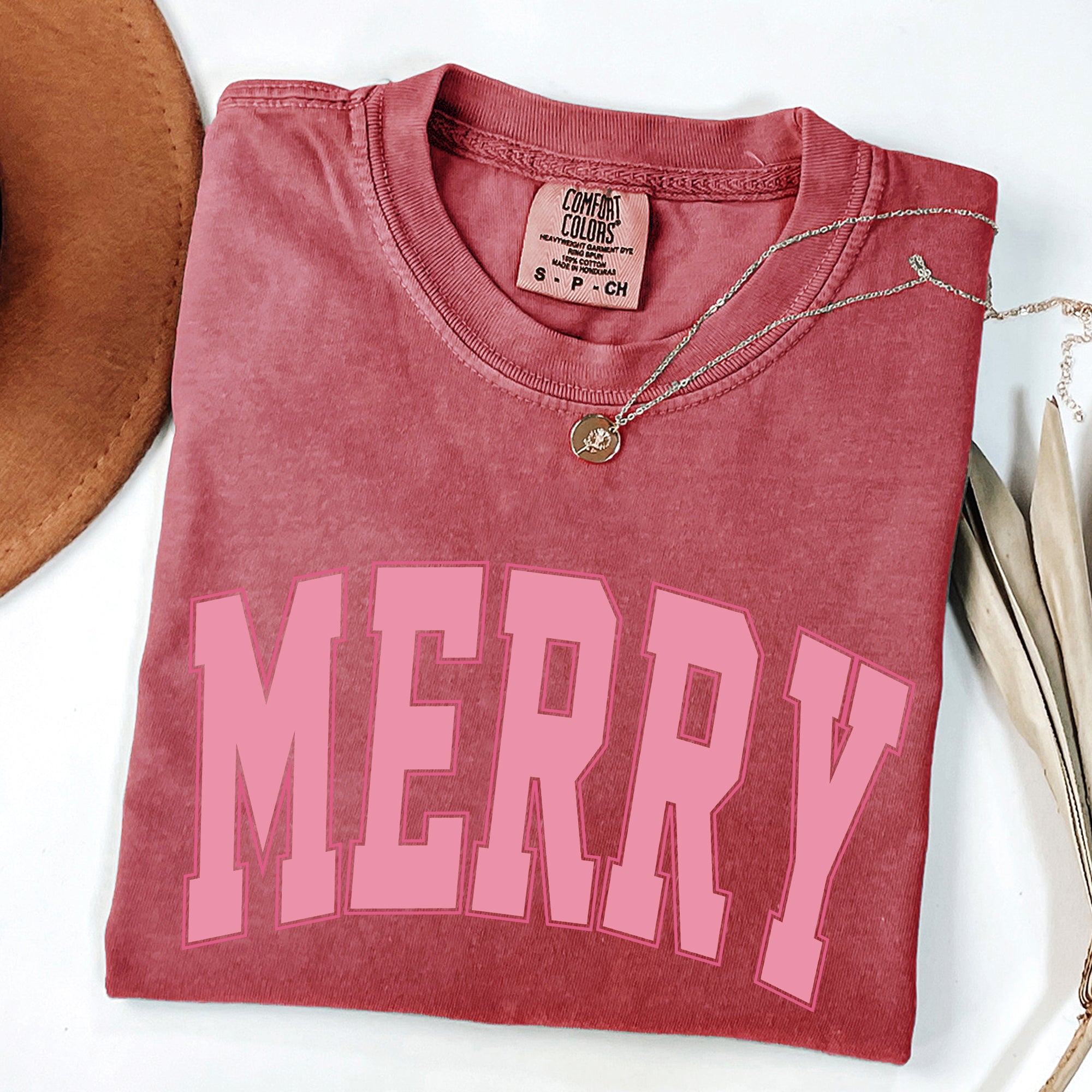 Merry Varsity Collegiate Christmas Santa Winter Xmas Vintage Style Heritage Collection Comfort Colors Tee