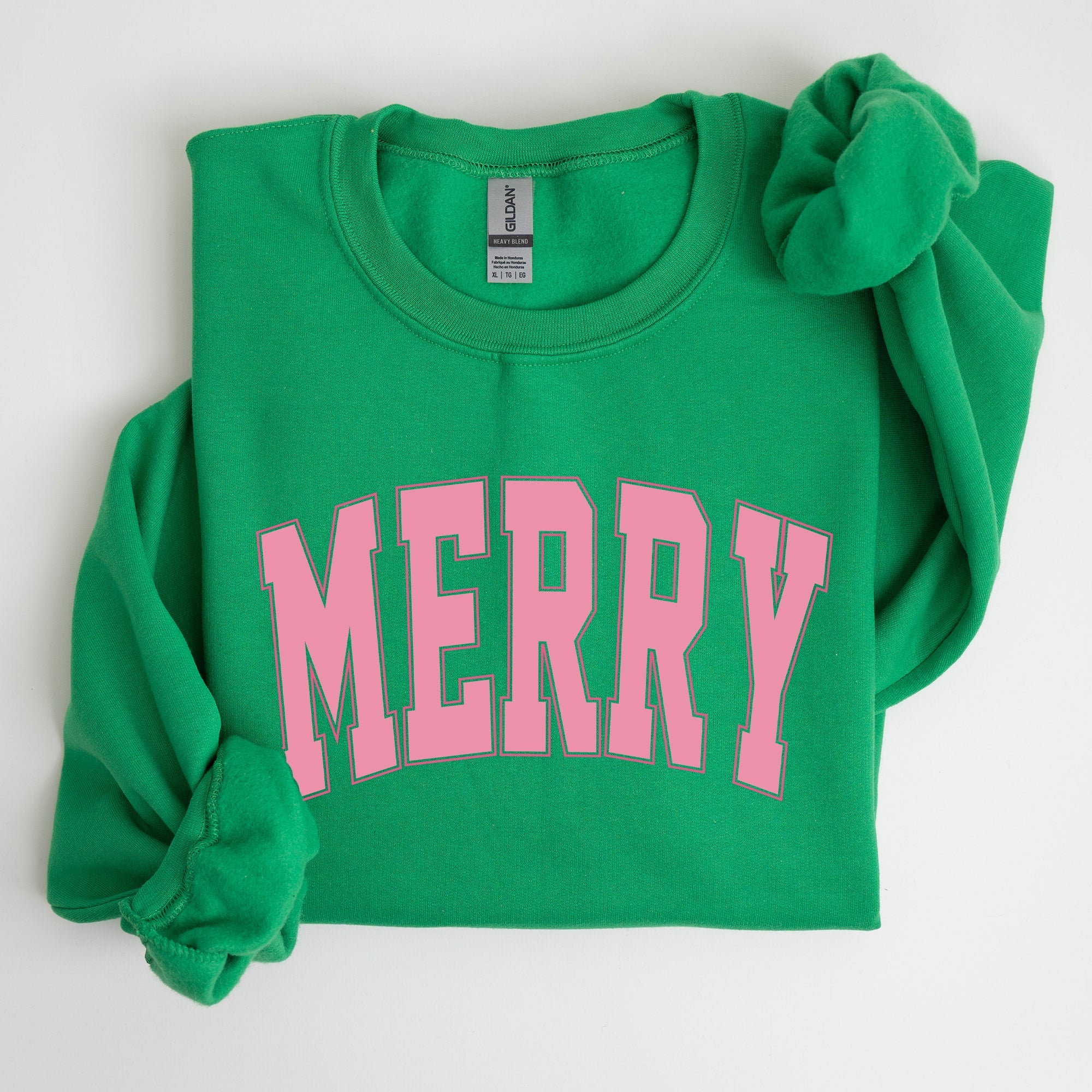 Merry Varsity Collegiate Christmas Santa Winter Xmas Holiday Seasonal Graphic Sweatshirt