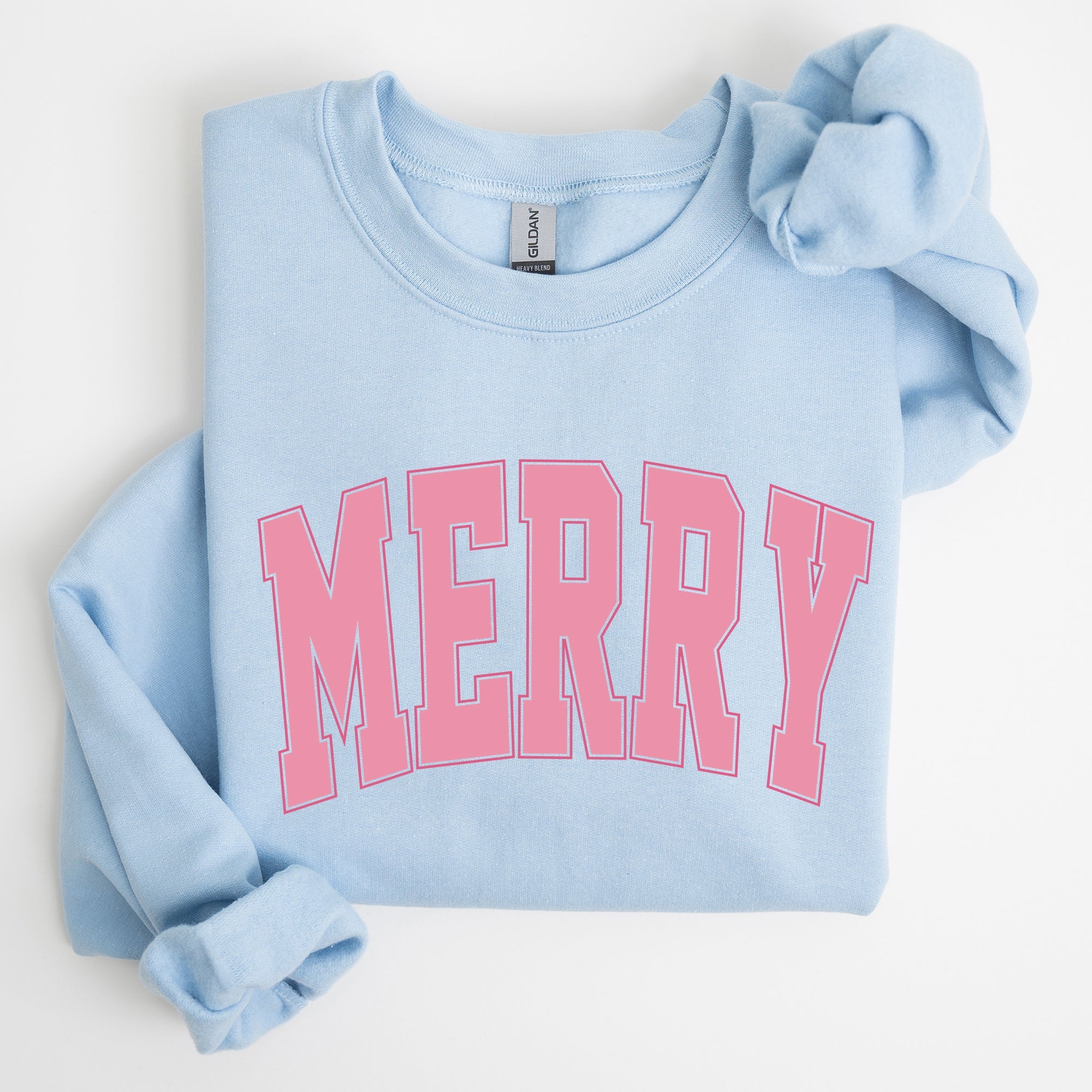 Merry Varsity Collegiate Christmas Santa Winter Xmas Holiday Seasonal Graphic Sweatshirt