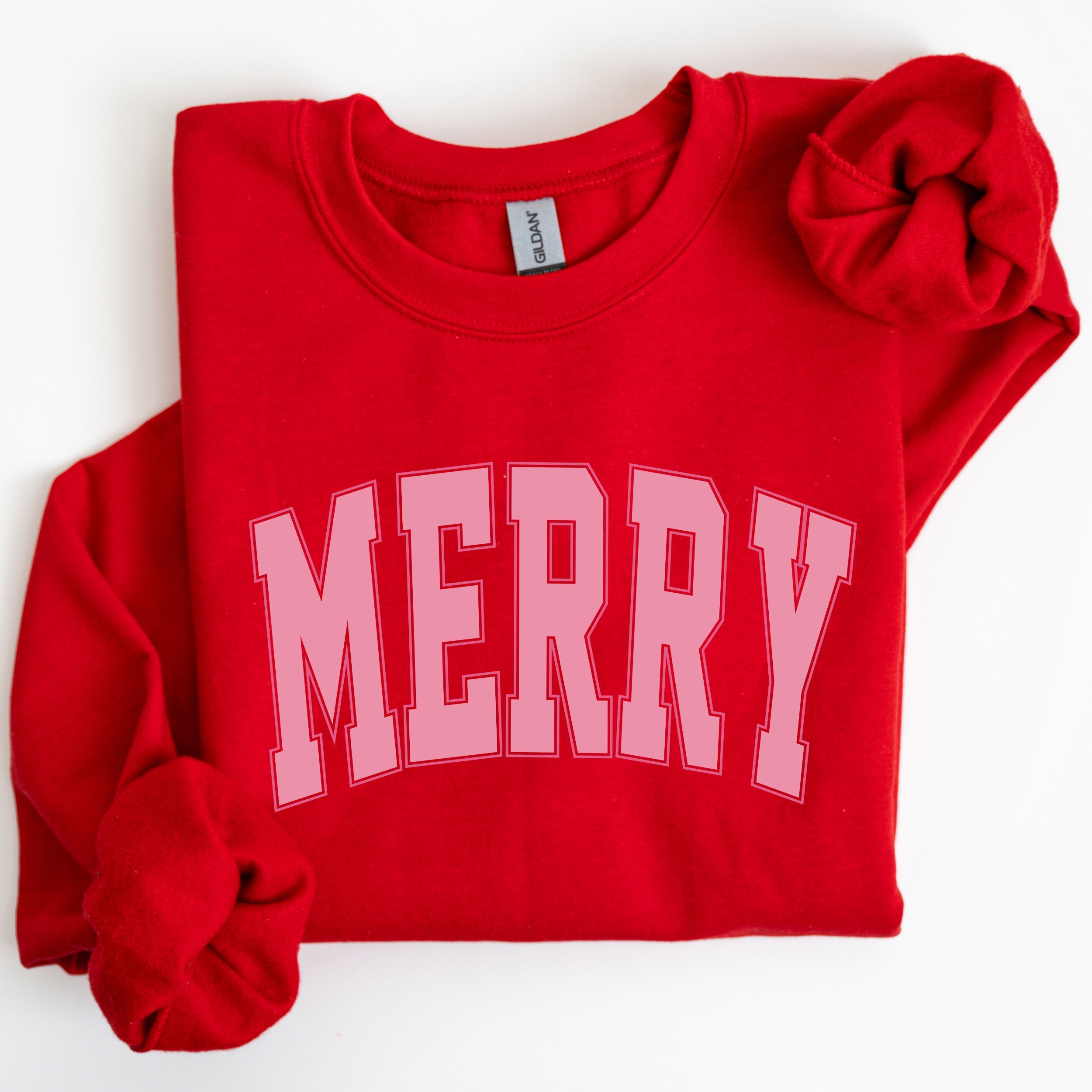 Merry Varsity Collegiate Christmas Santa Winter Xmas Holiday Seasonal Graphic Sweatshirt