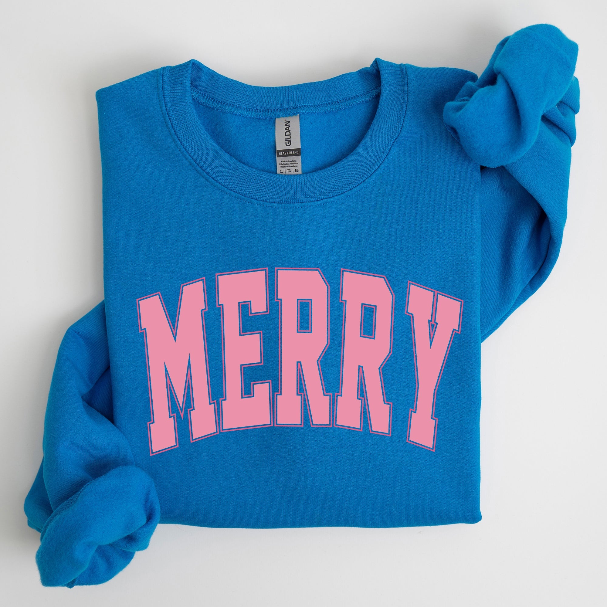 Merry Varsity Collegiate Christmas Santa Winter Xmas Holiday Seasonal Graphic Sweatshirt