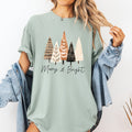 Merry and Bright Christmas Trees Hygge Winter Santa Snow Xmas Comfort Colors Tee