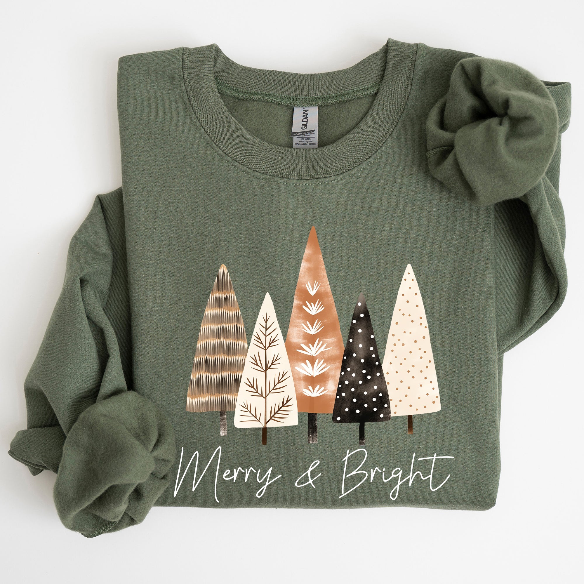 Merry and Bright Christmas Trees Hygge Winter Santa Snow Xmas Festive Holiday Cheer Sweatshirt