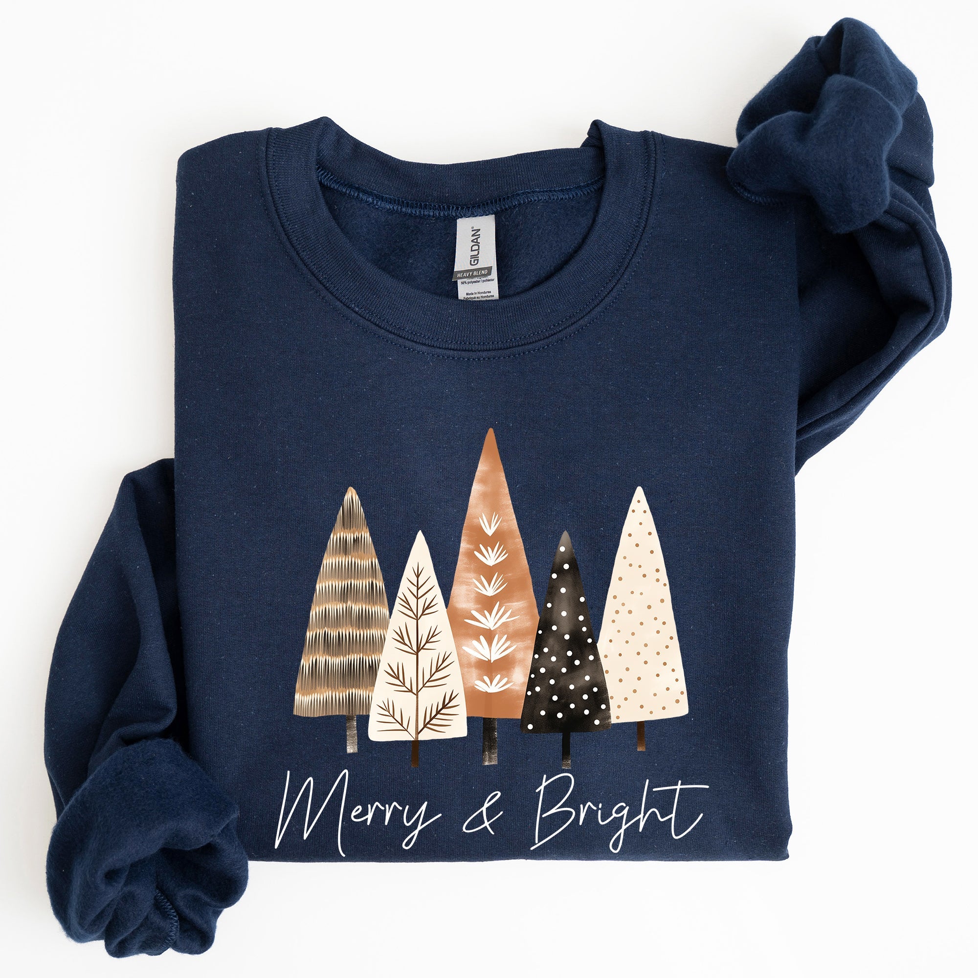 Merry and Bright Christmas Trees Hygge Winter Santa Snow Xmas Festive Holiday Cheer Sweatshirt