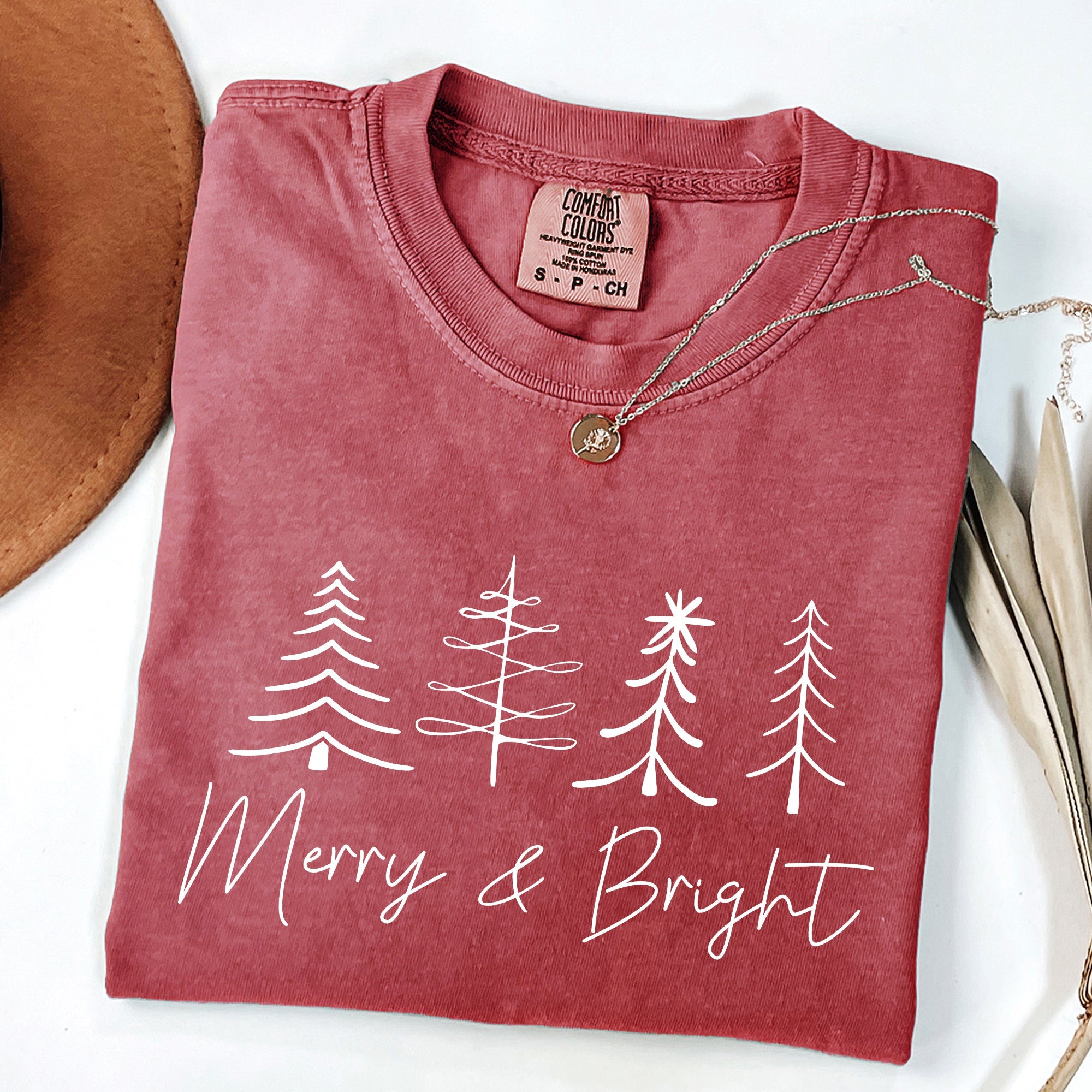 Merry And Bright Limited Edition Christmas Minimalist Winter Snow Santa Xmas Comfort Colors Tee