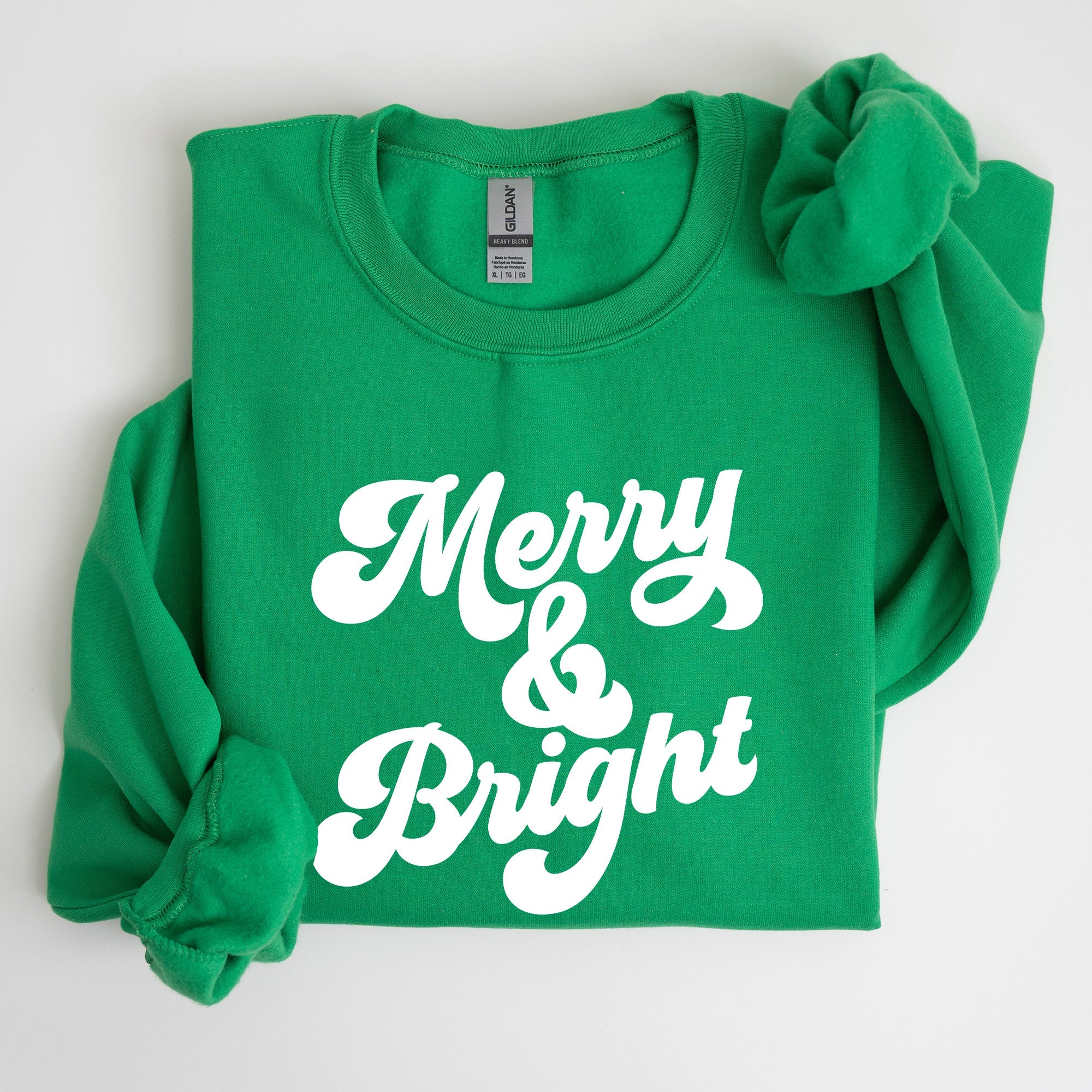 Merry And Bright Classic Christmas Winter Santa Xmas Cozy Fleece Lined Sweatshirt
