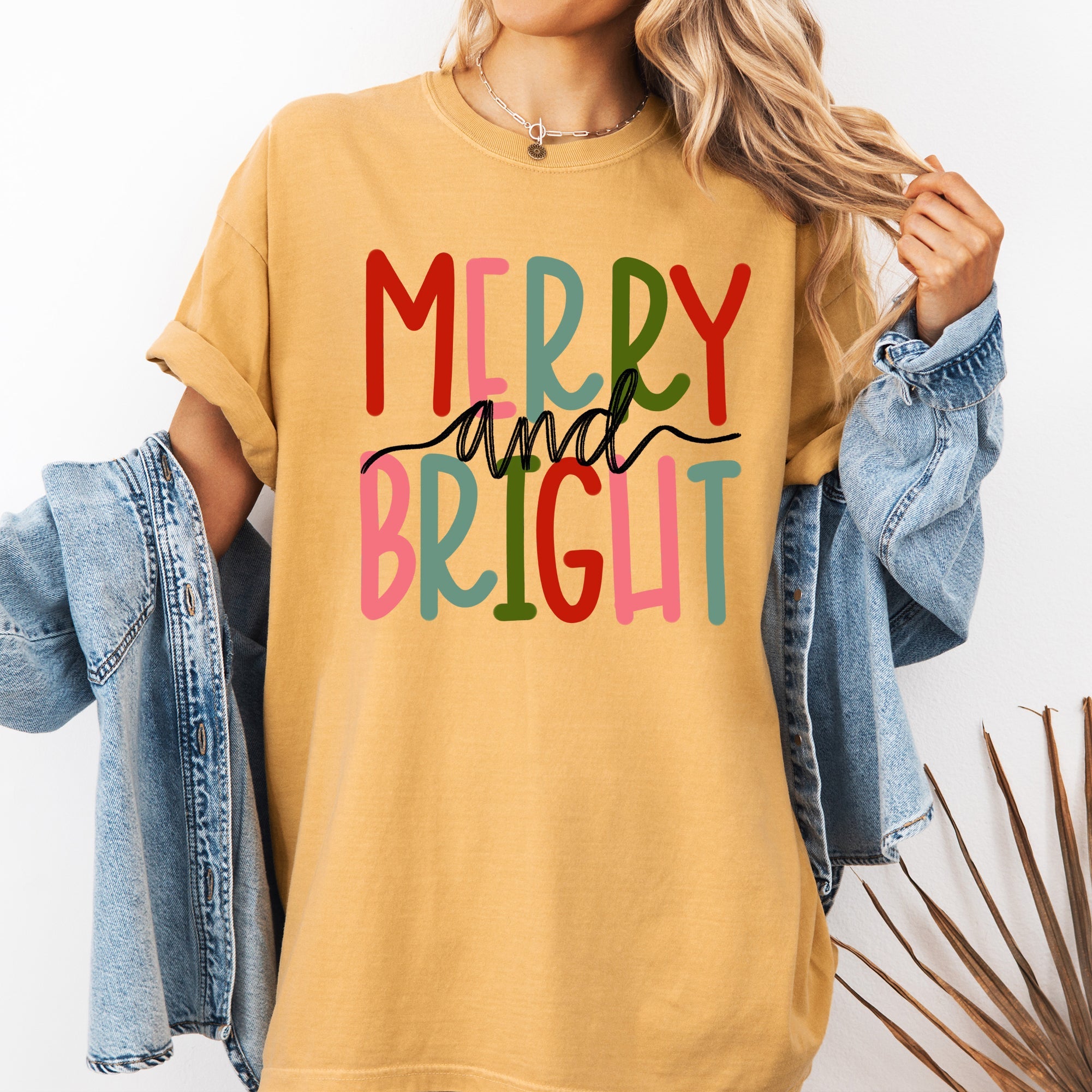 Merry And Bright Colorful Christmas Winter Santa Claus North Pole Holiday Cheer For Everyone Comfort Colors Tee