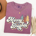 Merry And Bright Colorful Retro Christmas Santa Winter Edition Comfort Colors Tee