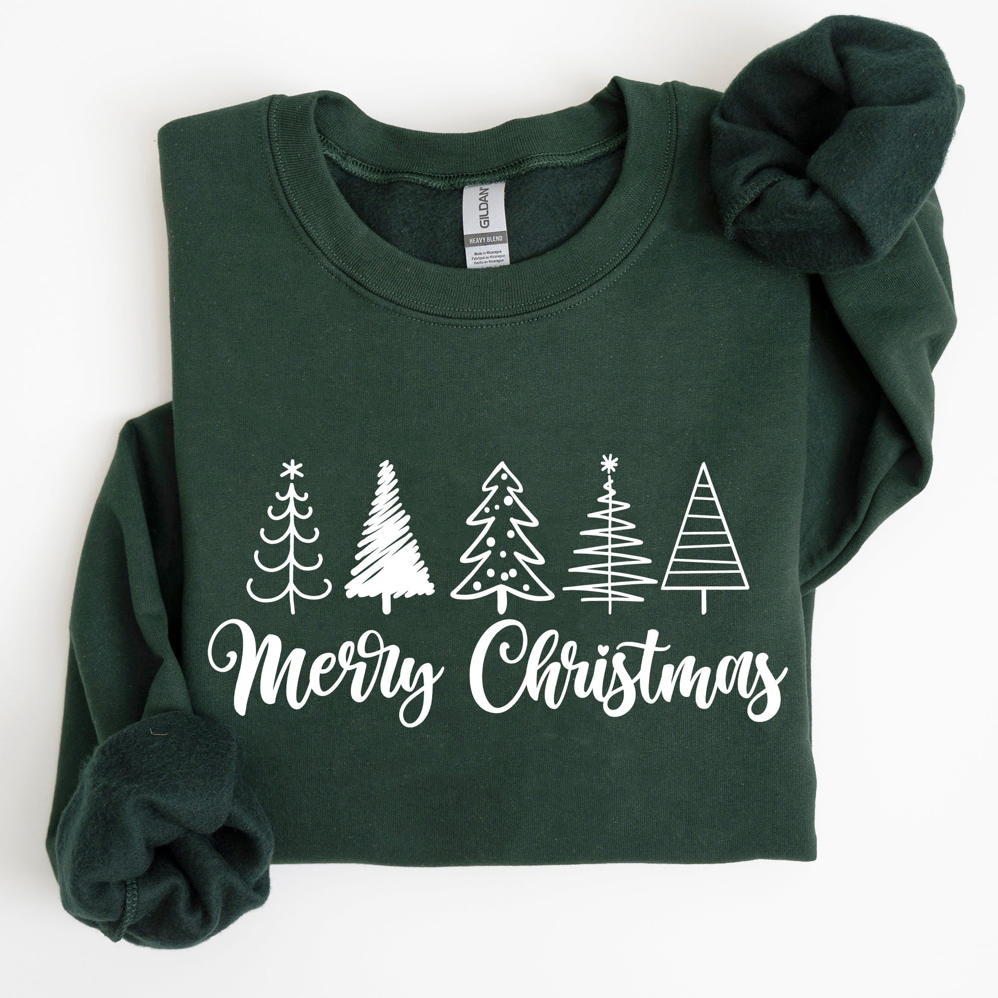 Minimalist Merry Christmas Trees Classic Retro Winter Santa Xmas Cozy Holiday Sweatshirt