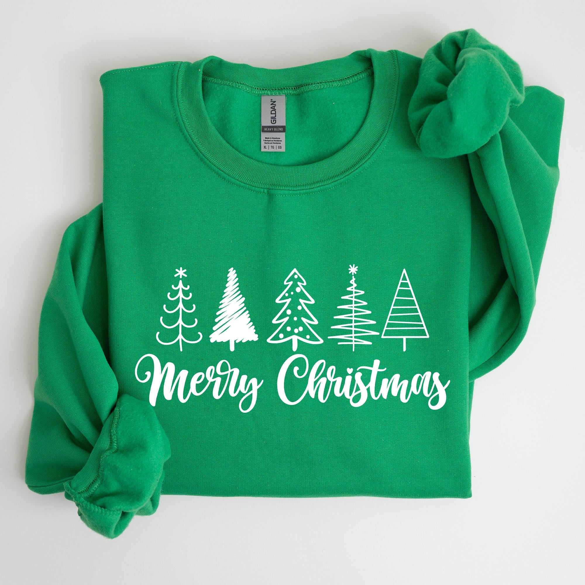 Minimalist Merry Christmas Trees Classic Retro Winter Santa Xmas Cozy Holiday Sweatshirt