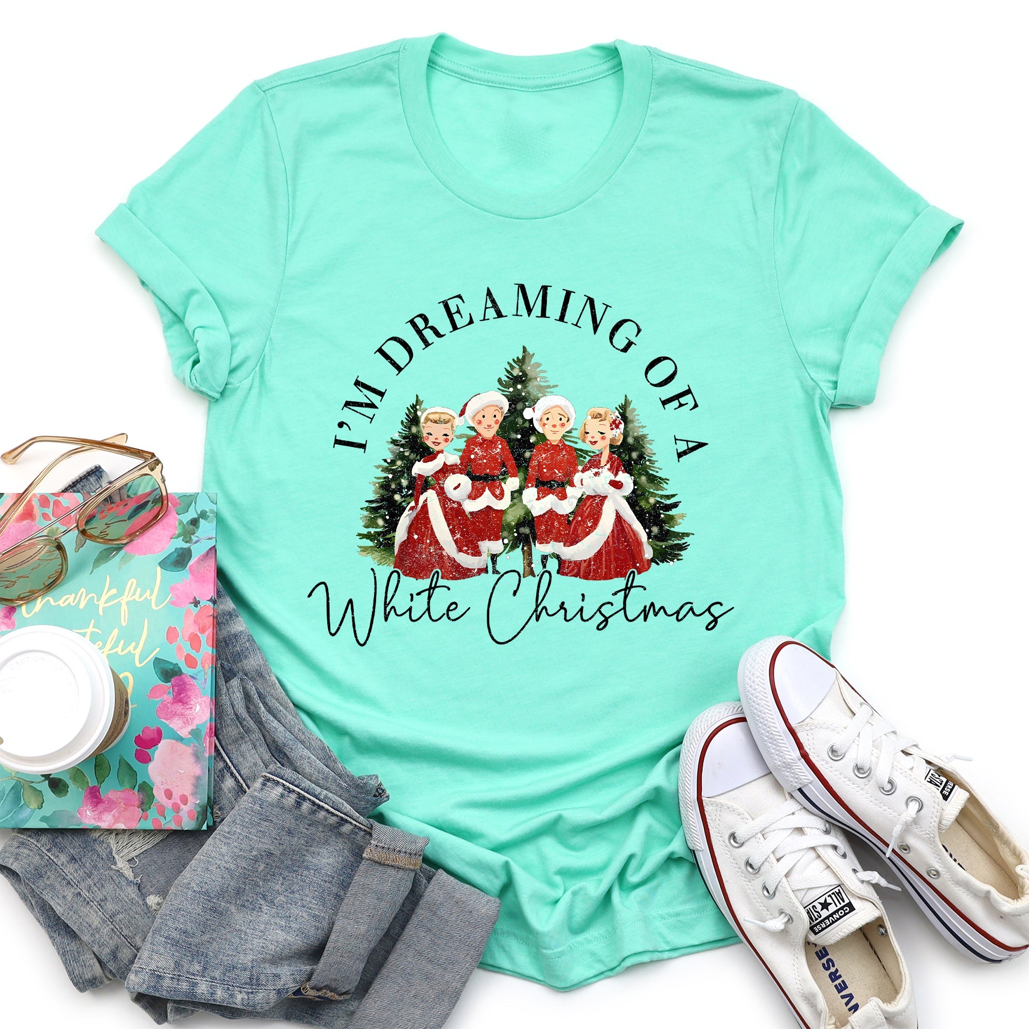 I'm Dreaming Of A White Christmas Movie Classic Musical Film Theme Vintage Inspired Graphic Tee