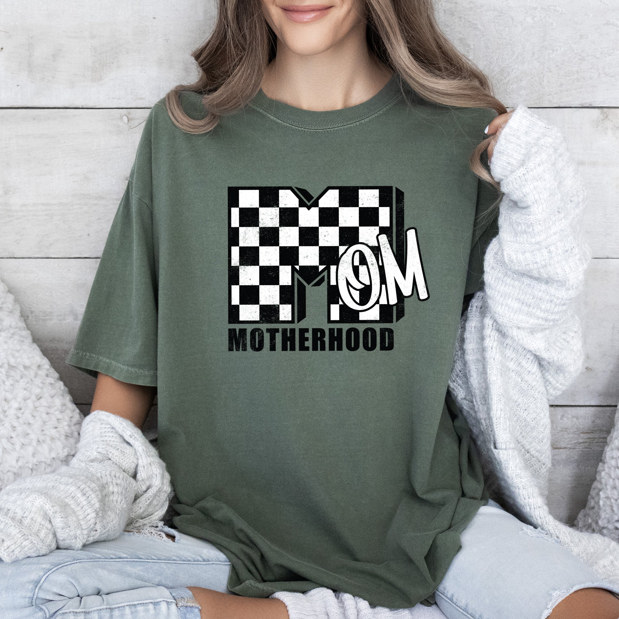 Mom MTV Retro Checkerboard Motherhood Nostalgia Edition Deluxe Comfort Colors Tee