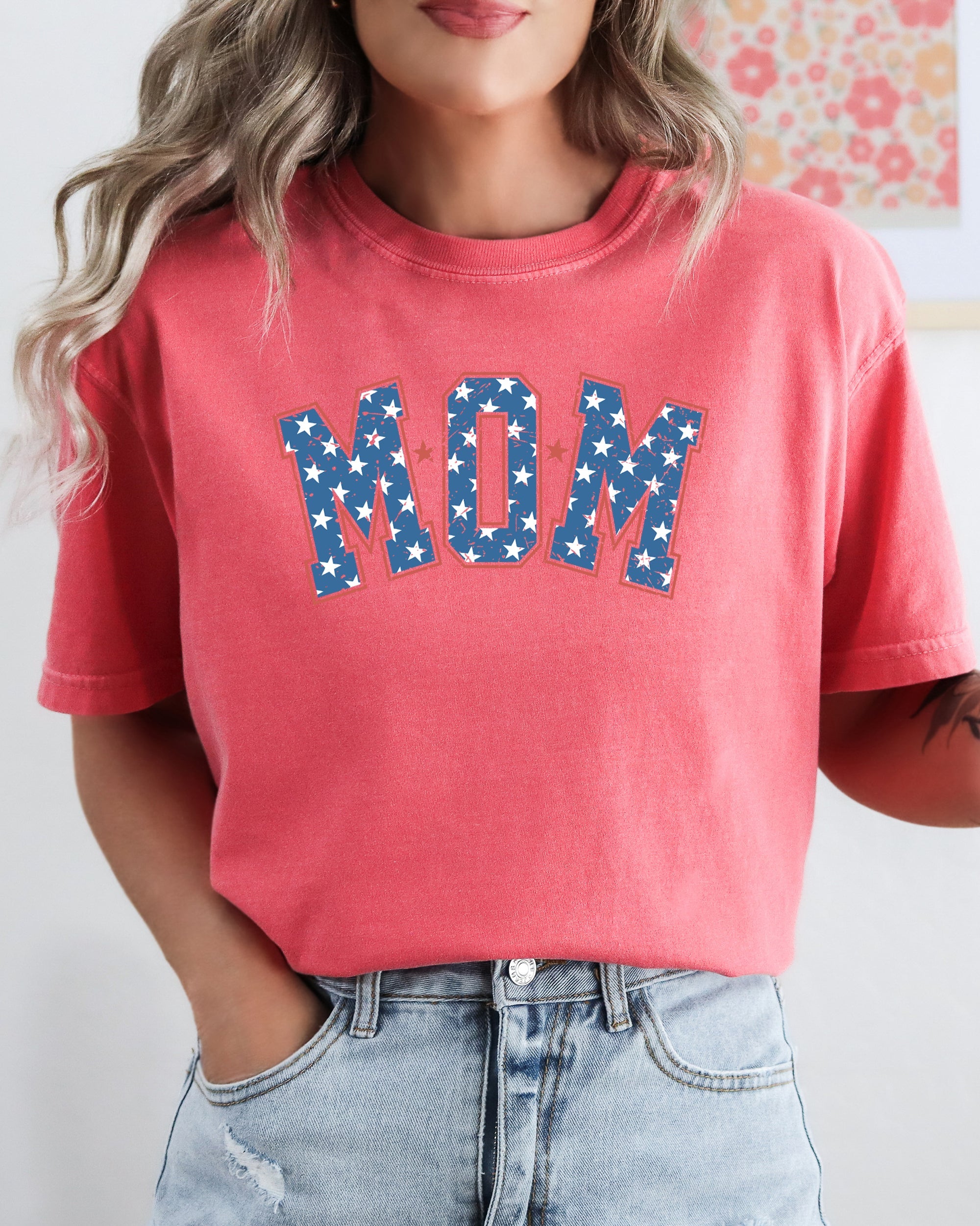 Mom USA Patriotic Fourth Of July Independence Day Americana Edition Comfort Colors Tee
